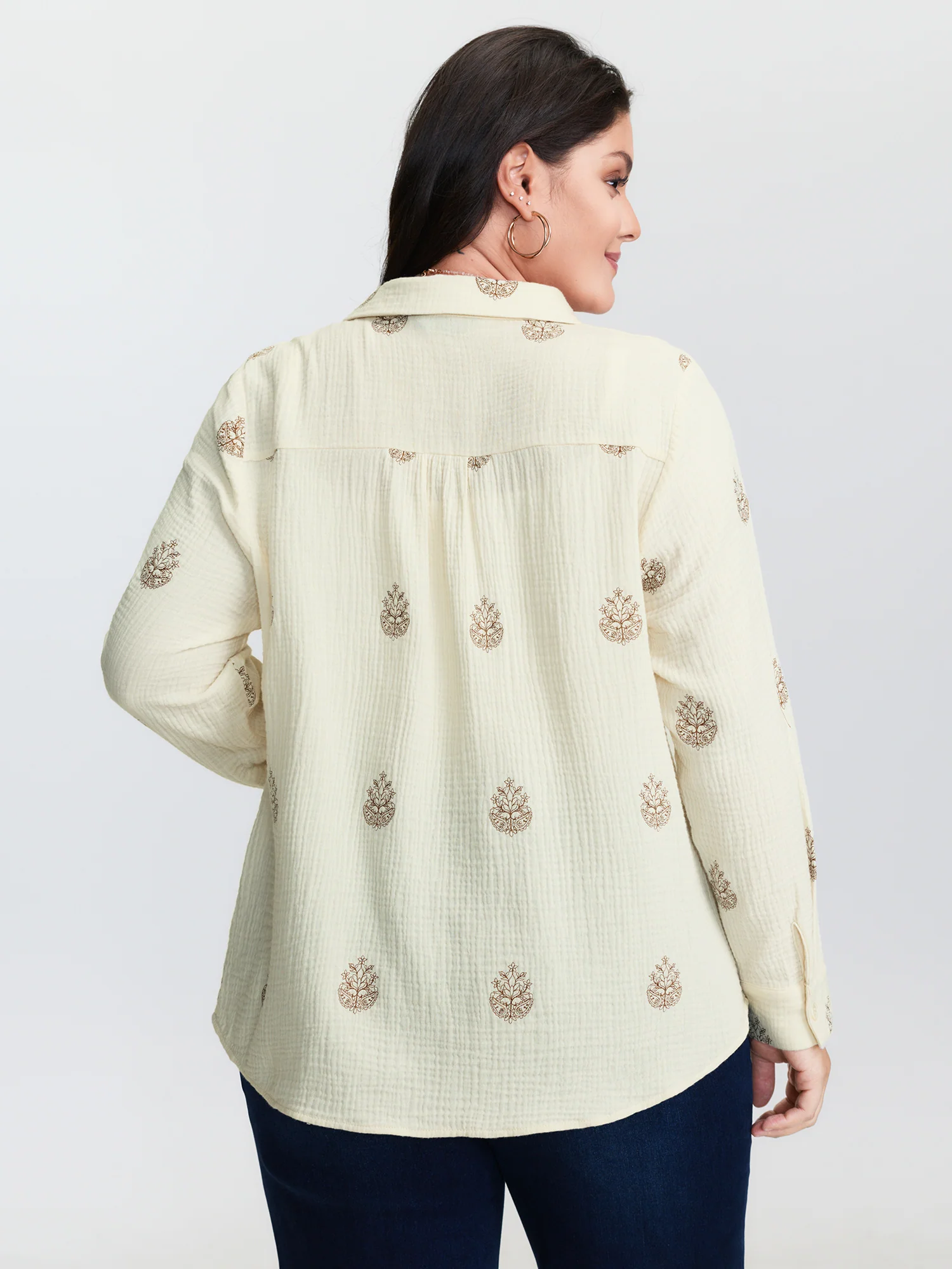 Pure Cotton Embroidered Button-Down Shirt - Image 4