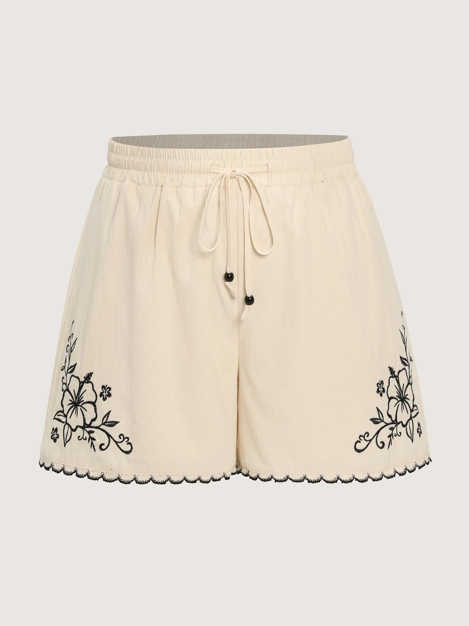 Pure Cotton Embroidered Hem Drawstring Shorts - Image 8