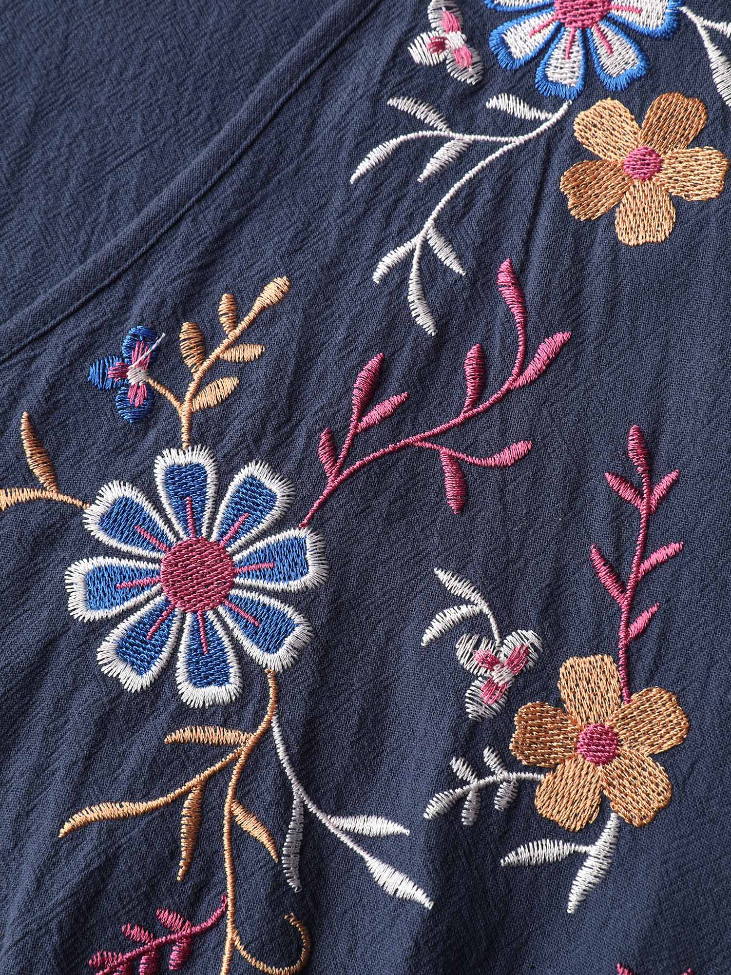 Pure Cotton Embroidered Neckline Midi Dress - Image 5