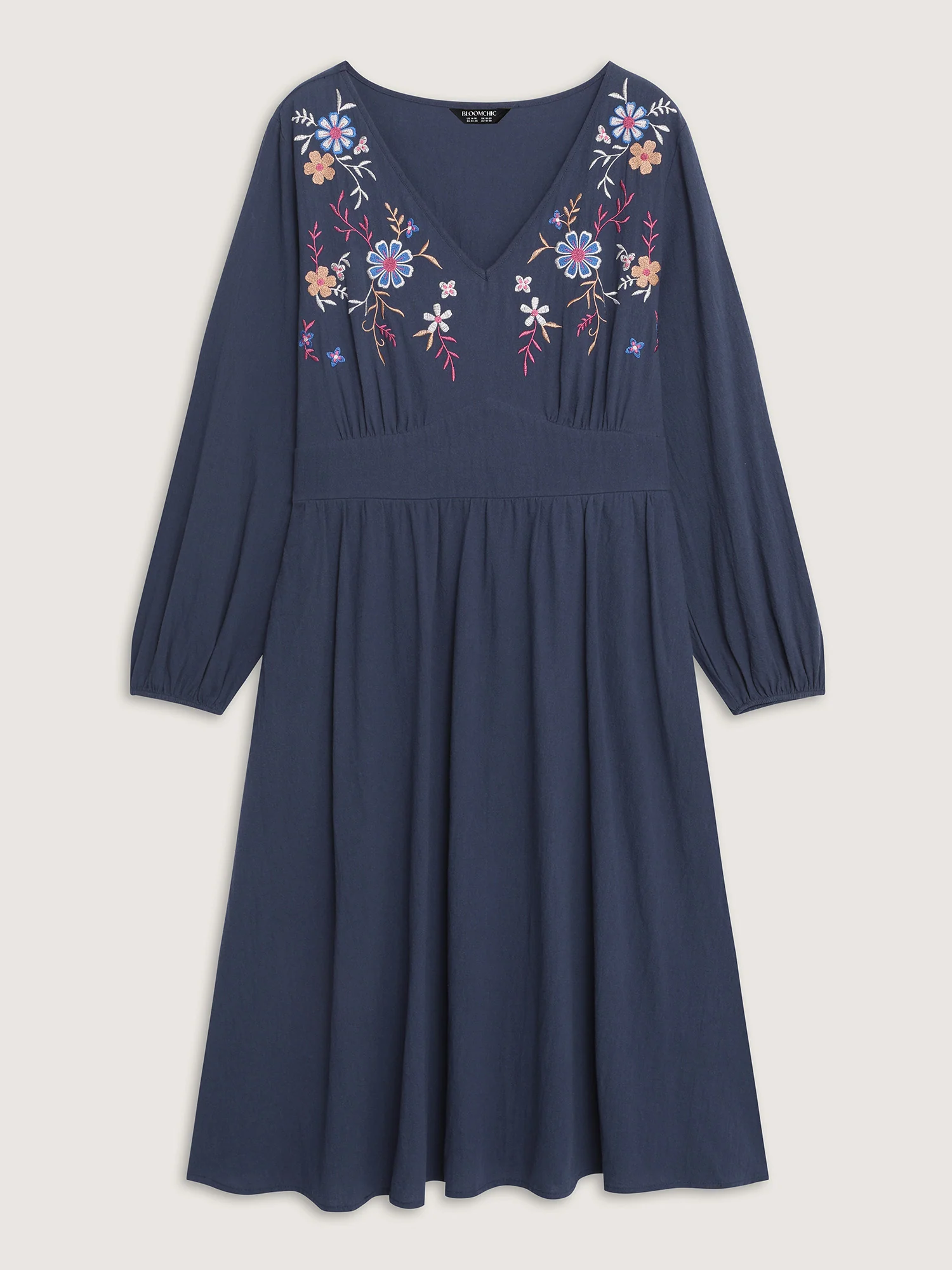 Pure Cotton Embroidered Neckline Midi Dress - Image 7