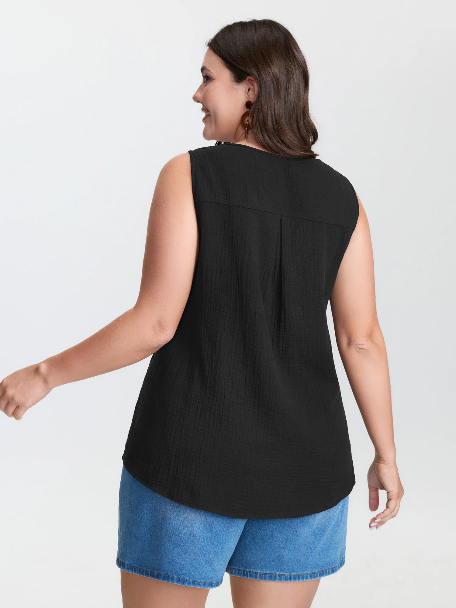 Pure Cotton Embroidered Neckline Tank Top - Image 4