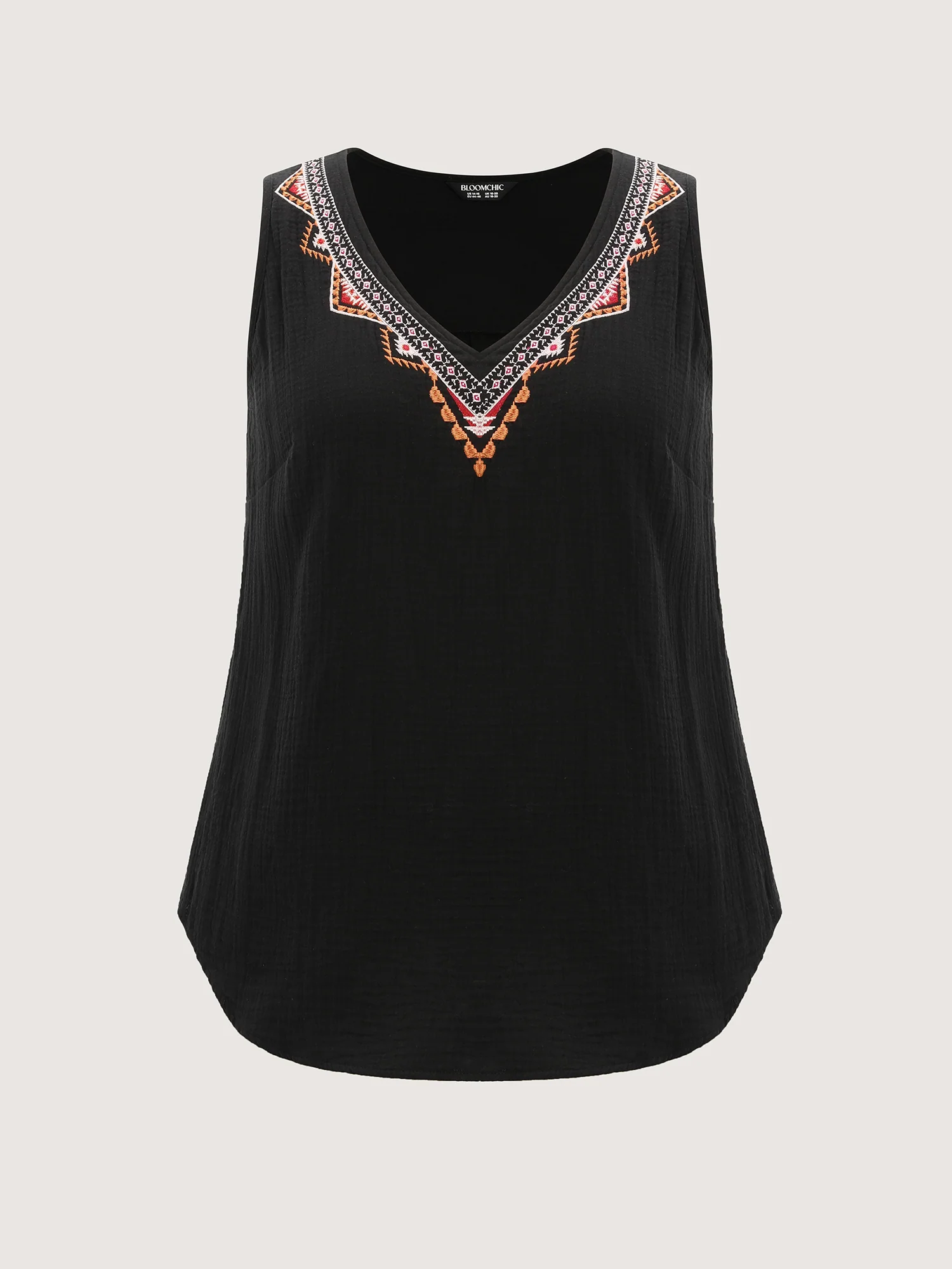 Pure Cotton Embroidered Neckline Tank Top - Image 6