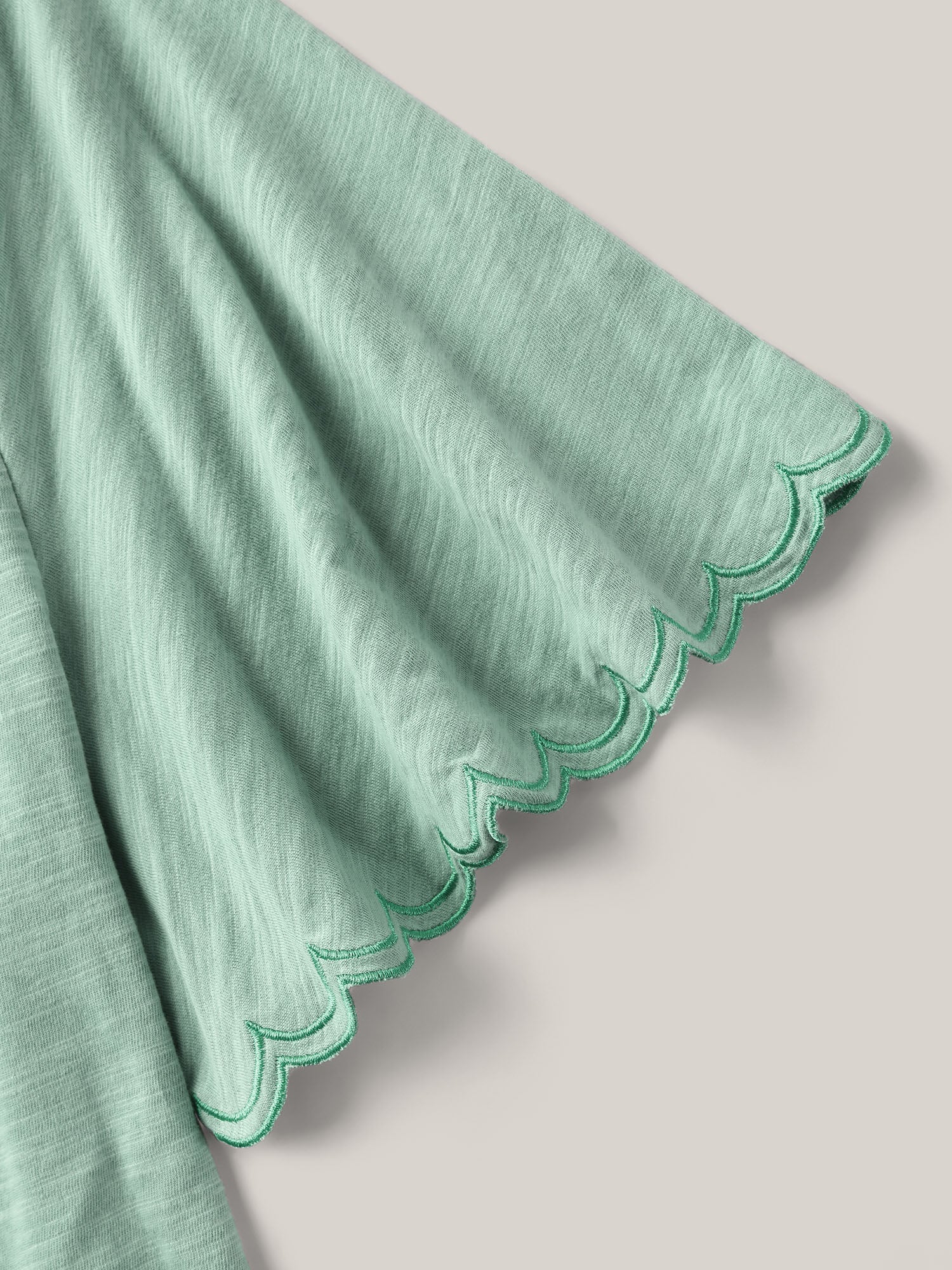 Pure Cotton Embroidered Pleated T-Shirt - Image 7