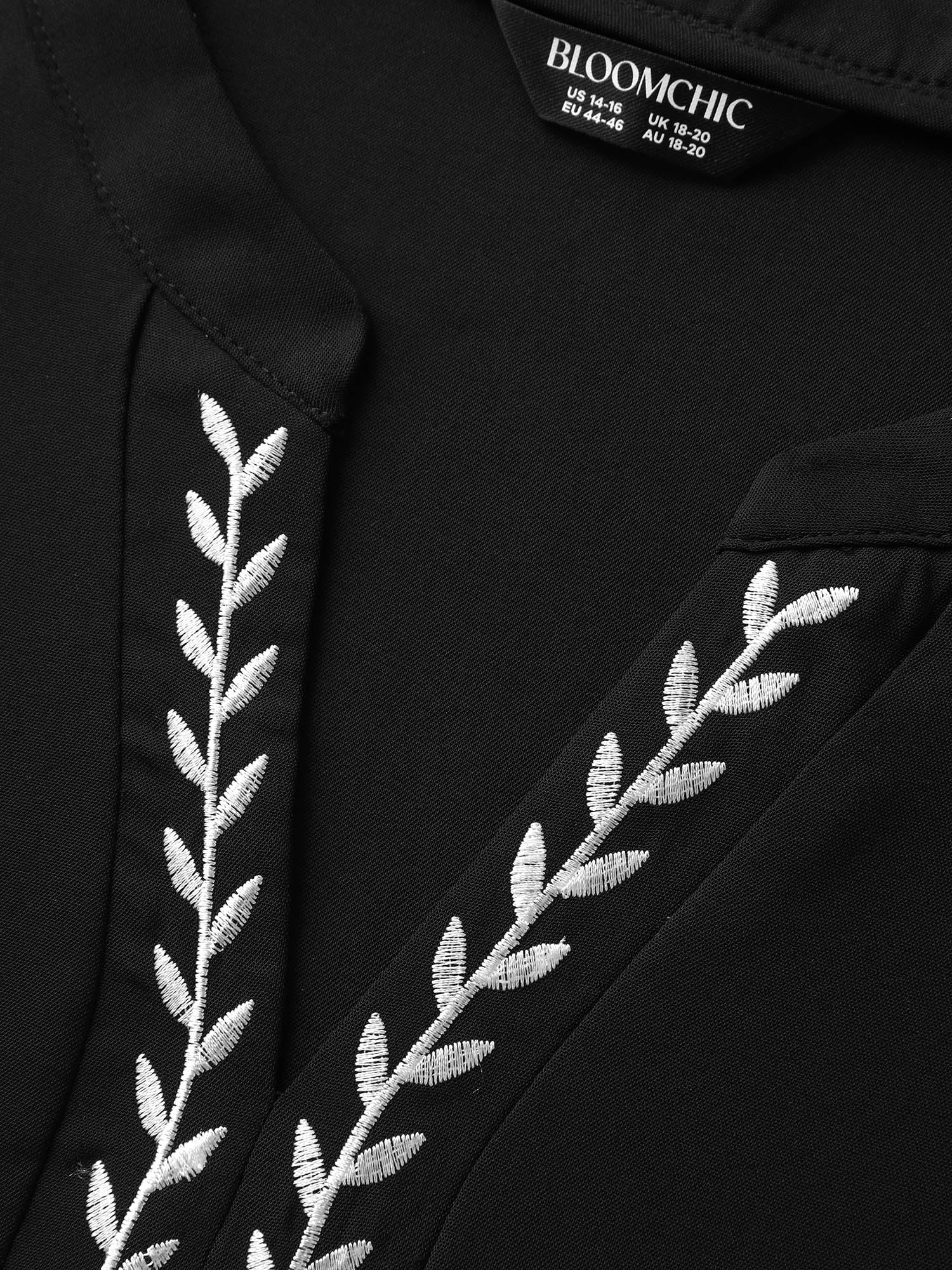 Notched Collar Embroidered Ruffled Blouse - Image 6