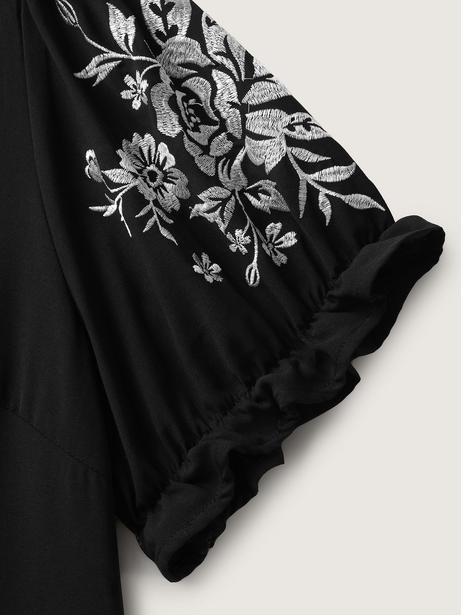 Notched Collar Embroidered Ruffled Blouse - Image 7