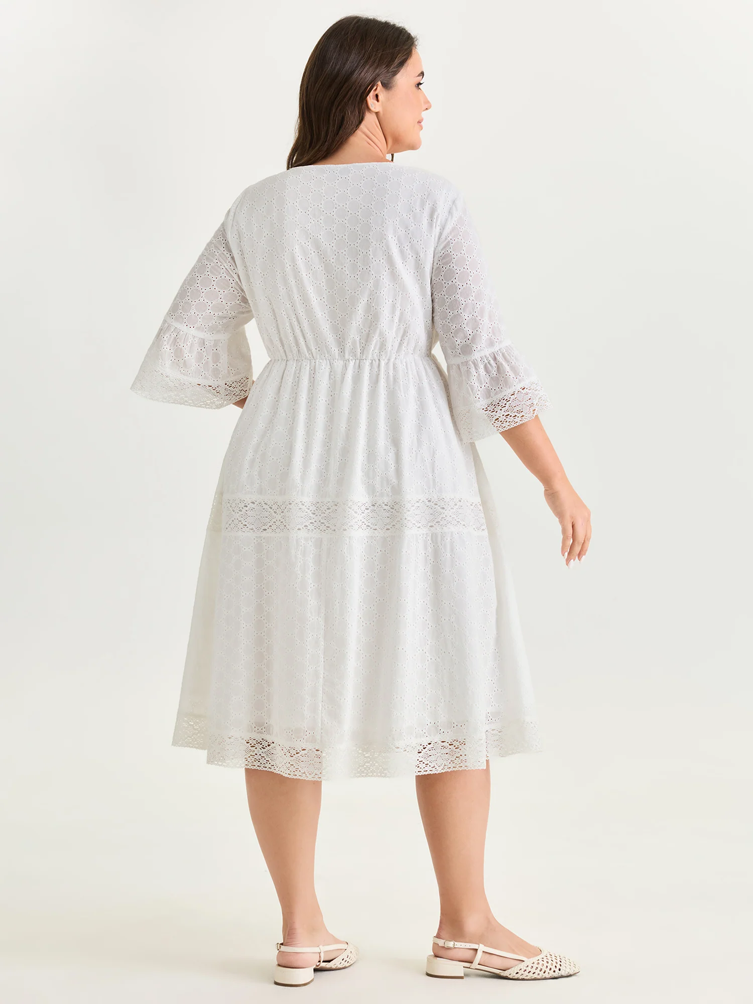 Pure Cotton Eyelet Embroidered Midi Dress - Image 4