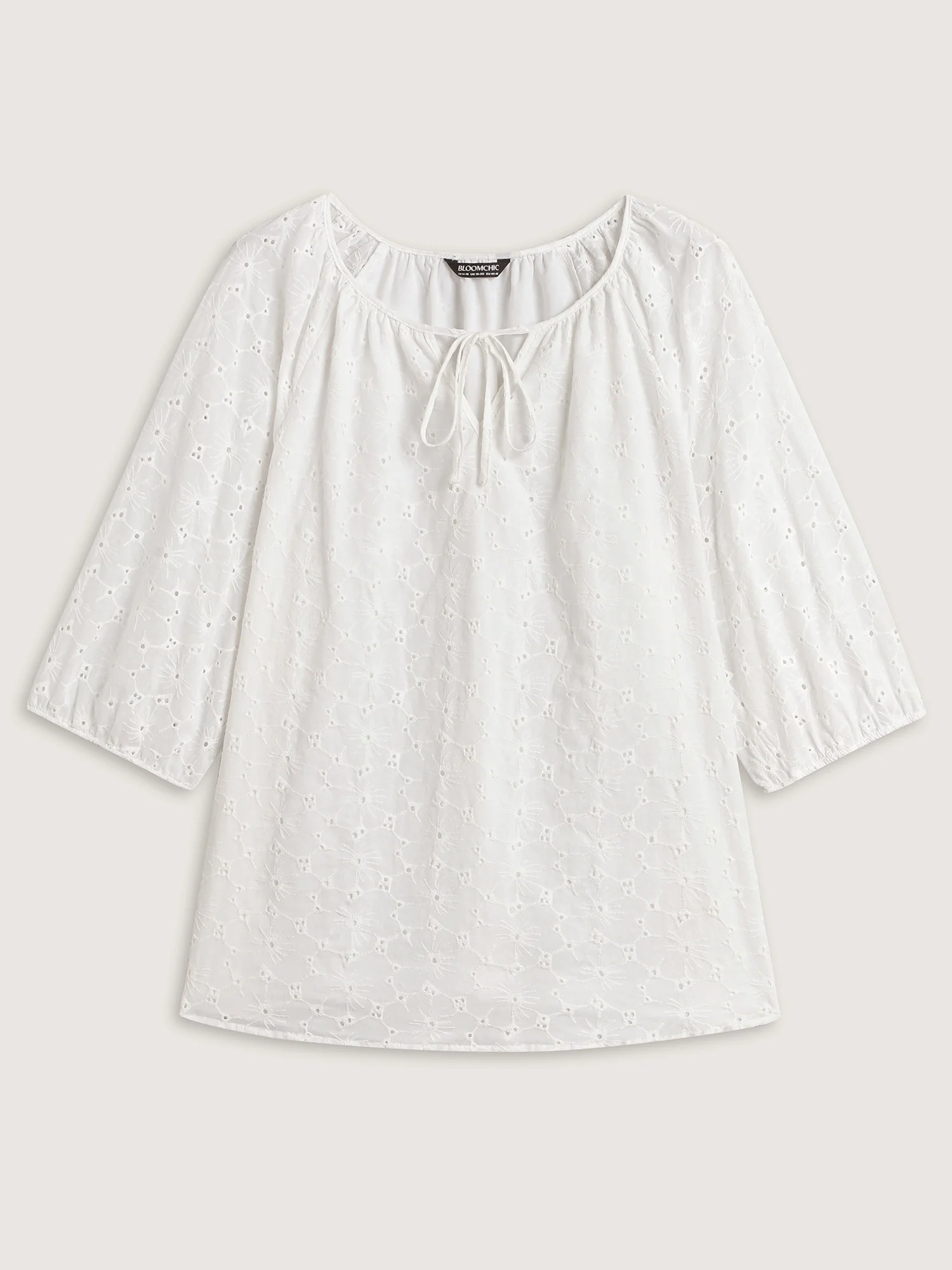 Pure Cotton Eyelet Texture Blouse - Image 7