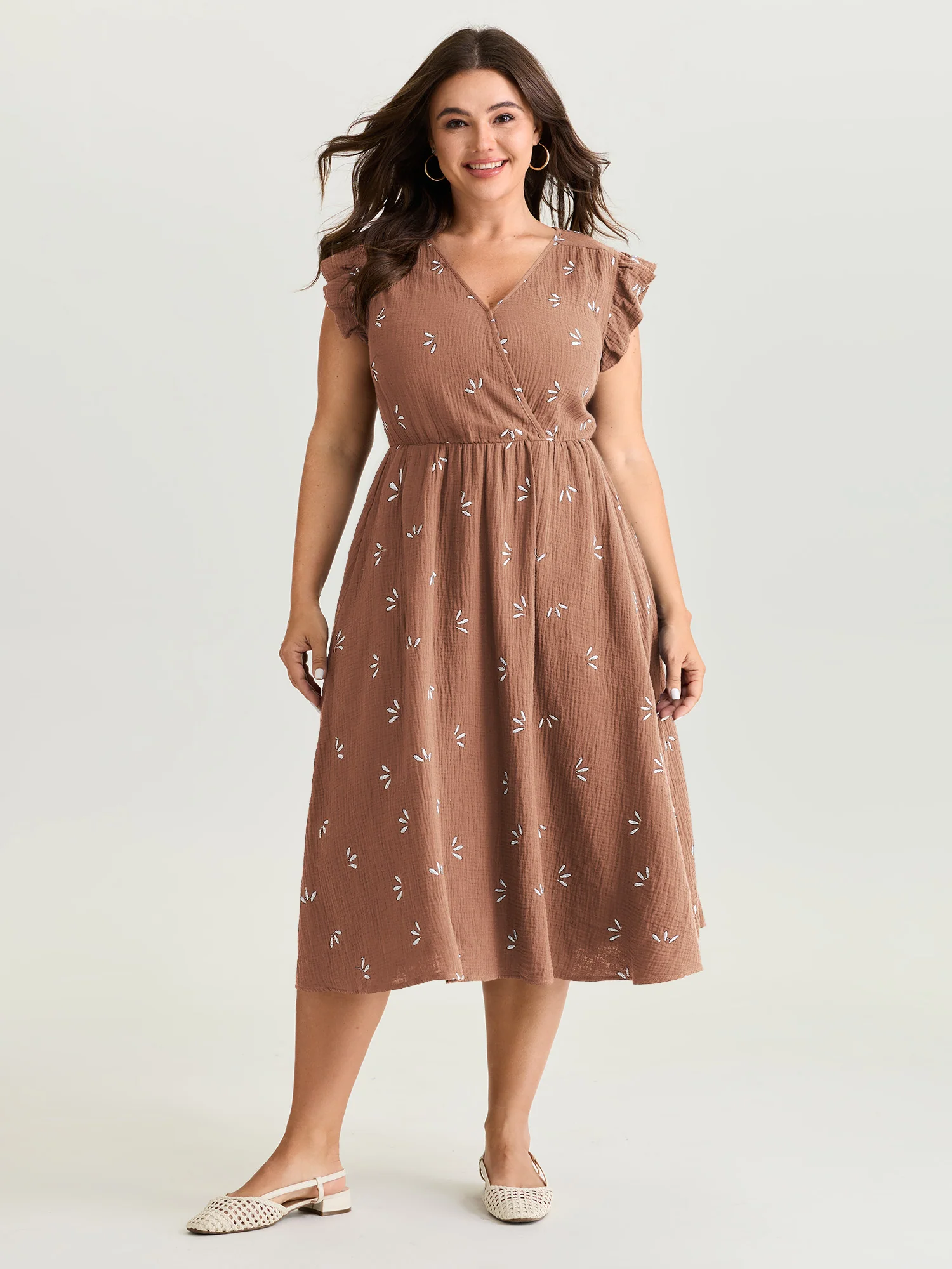 Pure Cotton Floral Embroidered Midi Dress - Image 10