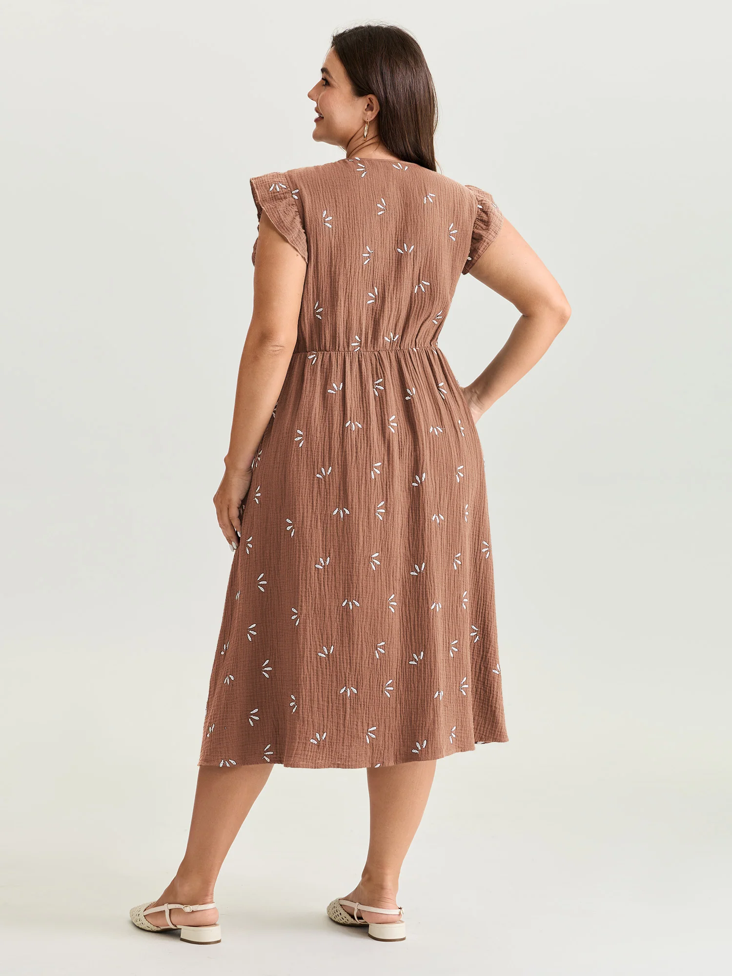 Pure Cotton Floral Embroidered Midi Dress - Image 11