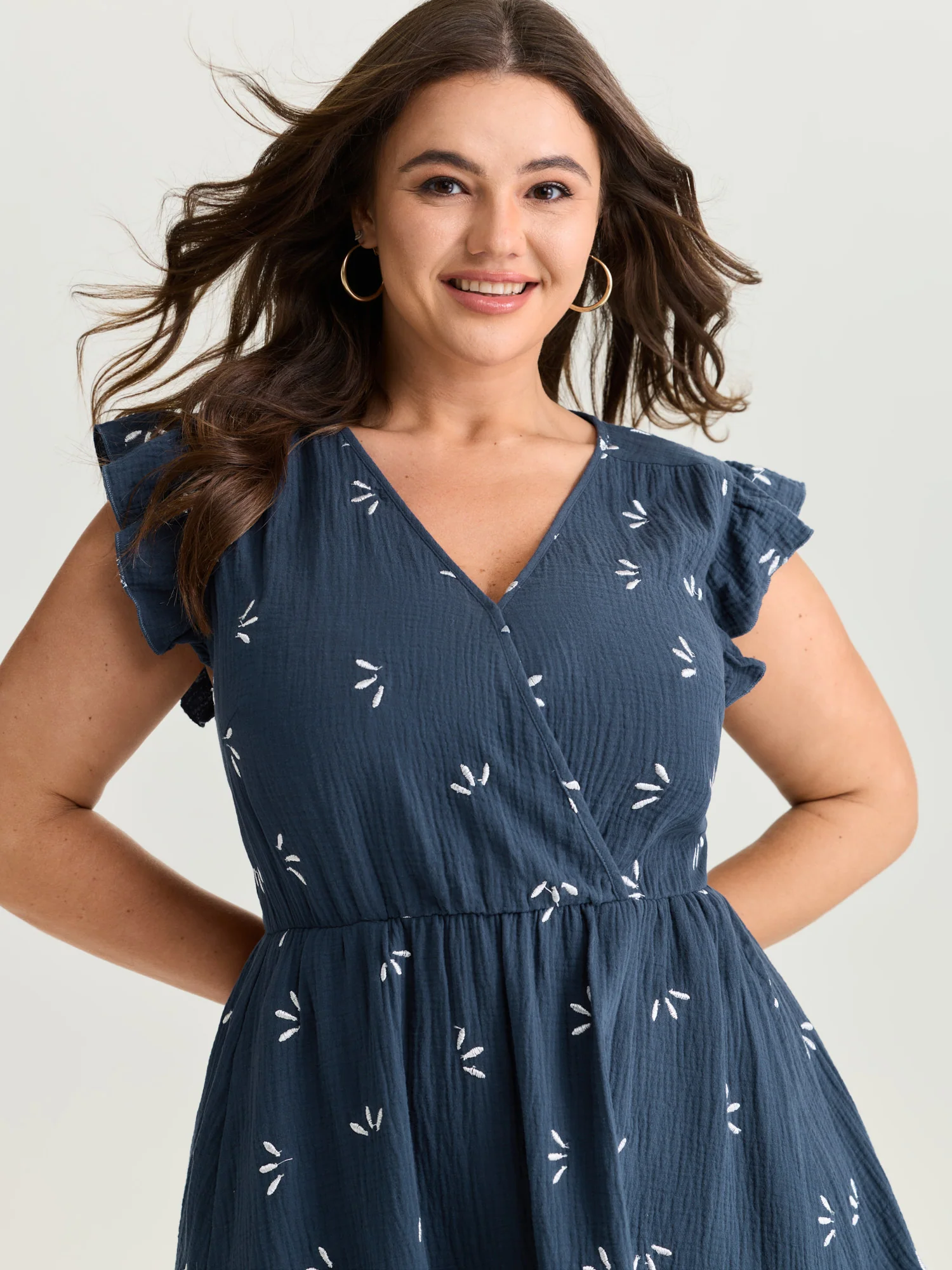 Pure Cotton Floral Embroidered Midi Dress - Image 2