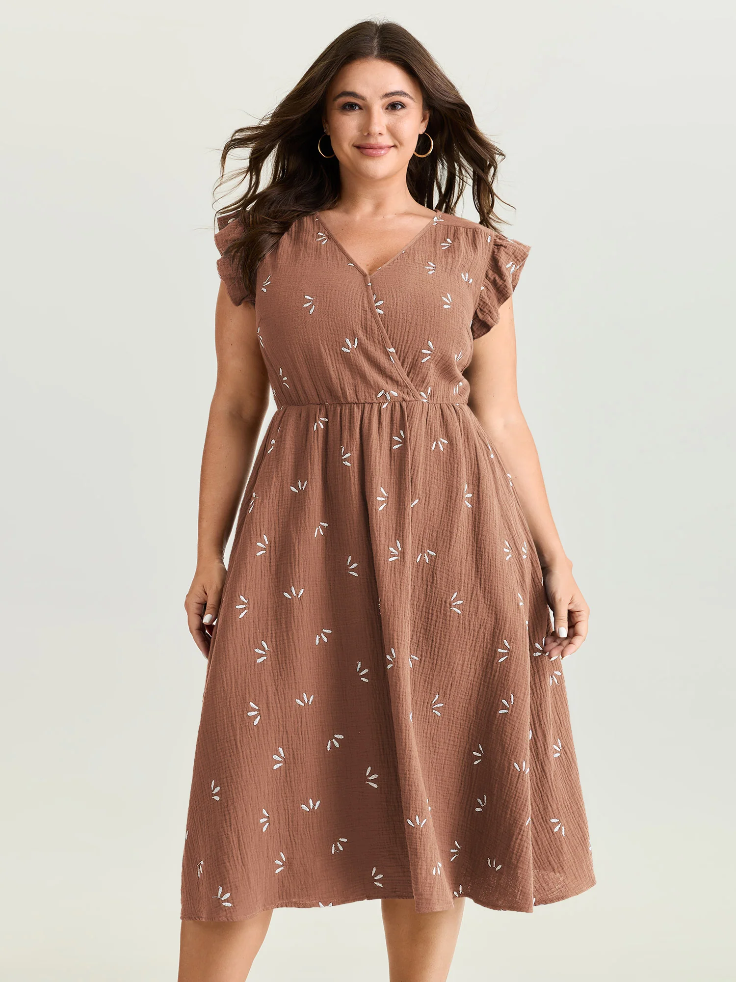 Pure Cotton Floral Embroidered Midi Dress - Image 8