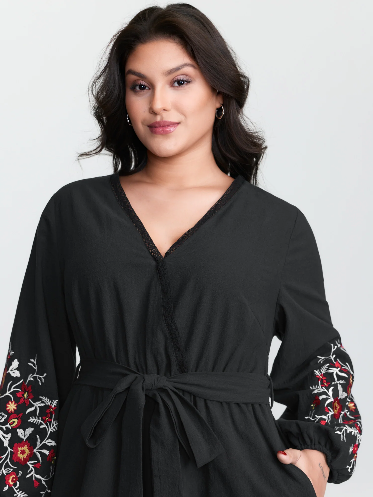 Pure Cotton Floral Embroidered Sleeve Jumpsuit - Image 4