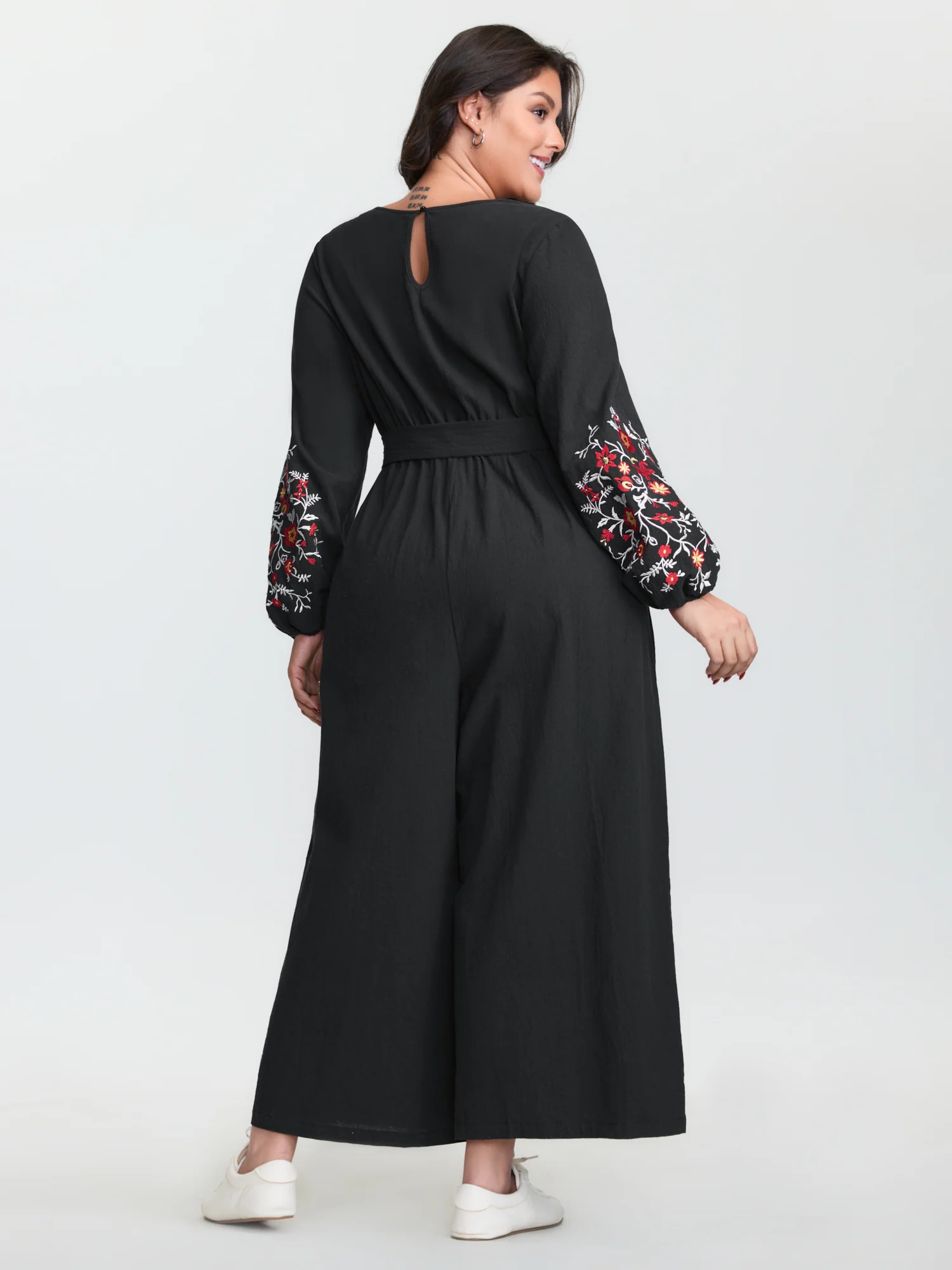 Pure Cotton Floral Embroidered Sleeve Jumpsuit - Image 7