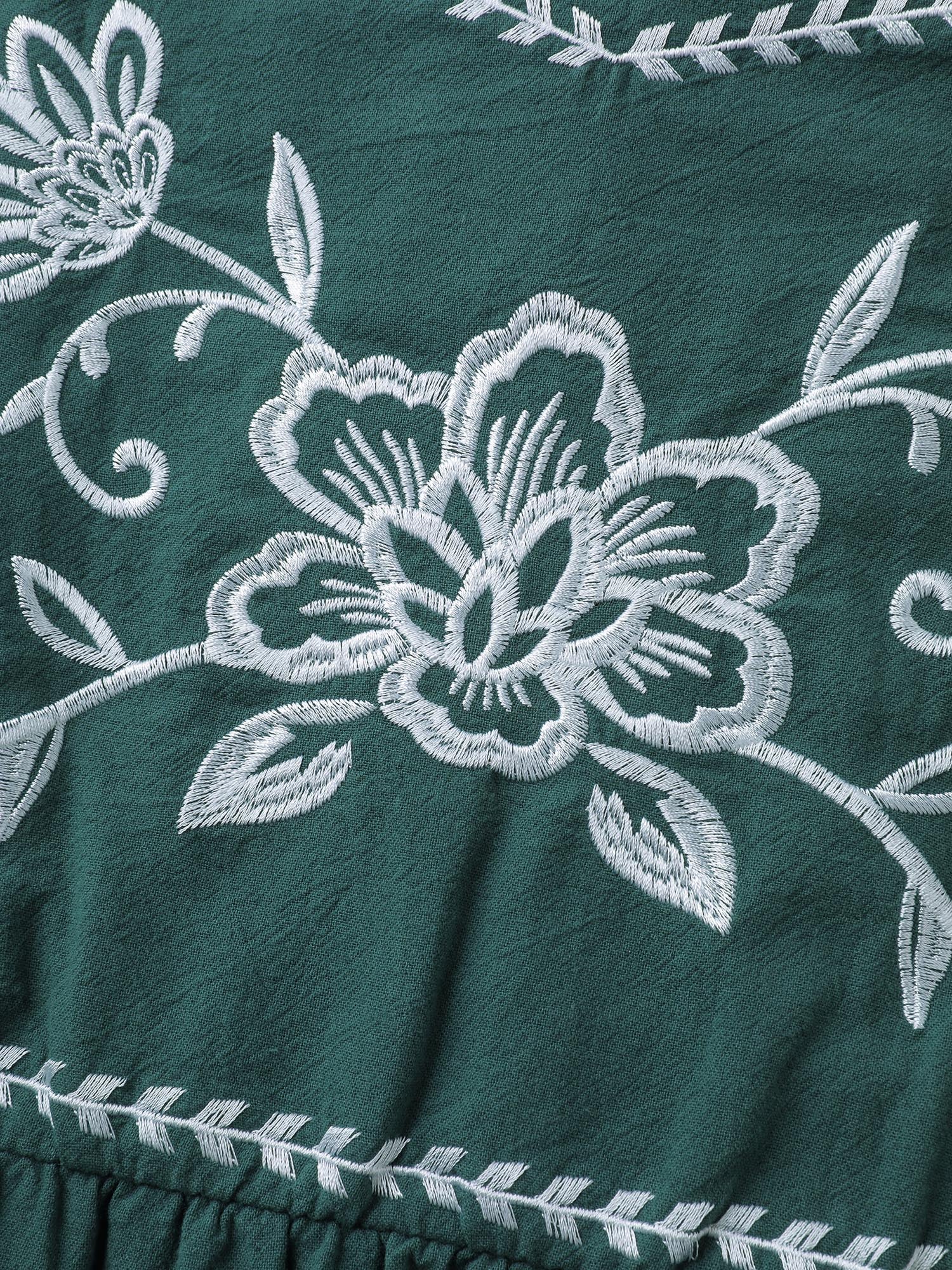 Pure Cotton Floral Embroidery Knee-Length Dress - Image 5