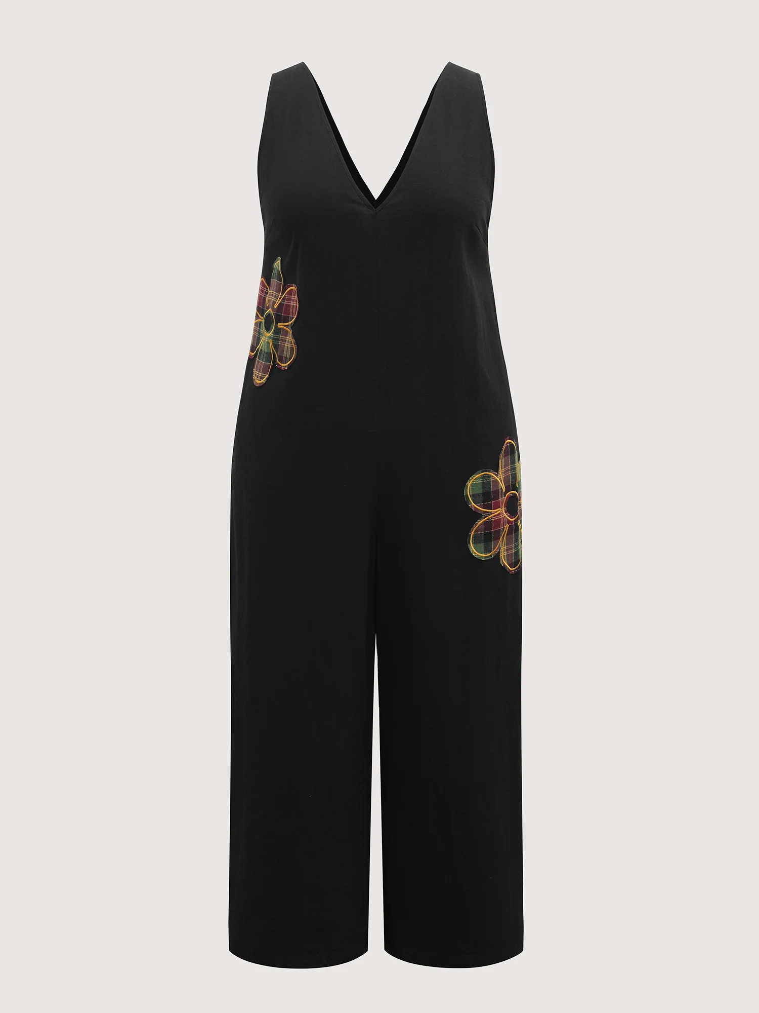 Pure Cotton Floral Embroidery Patchwork Jumpsuit - Image 7