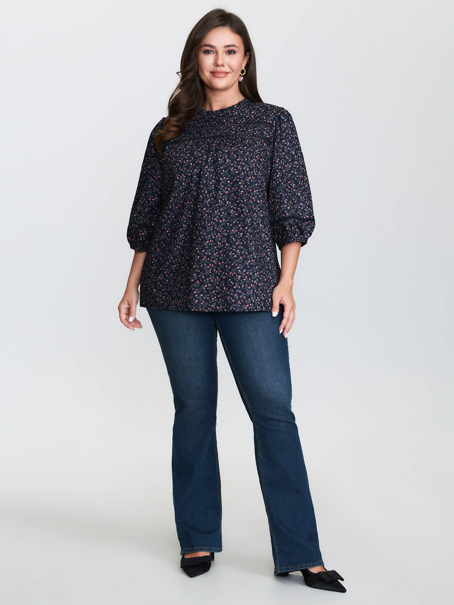 Pure Cotton Floral Lace Trim Blouse - Image 3