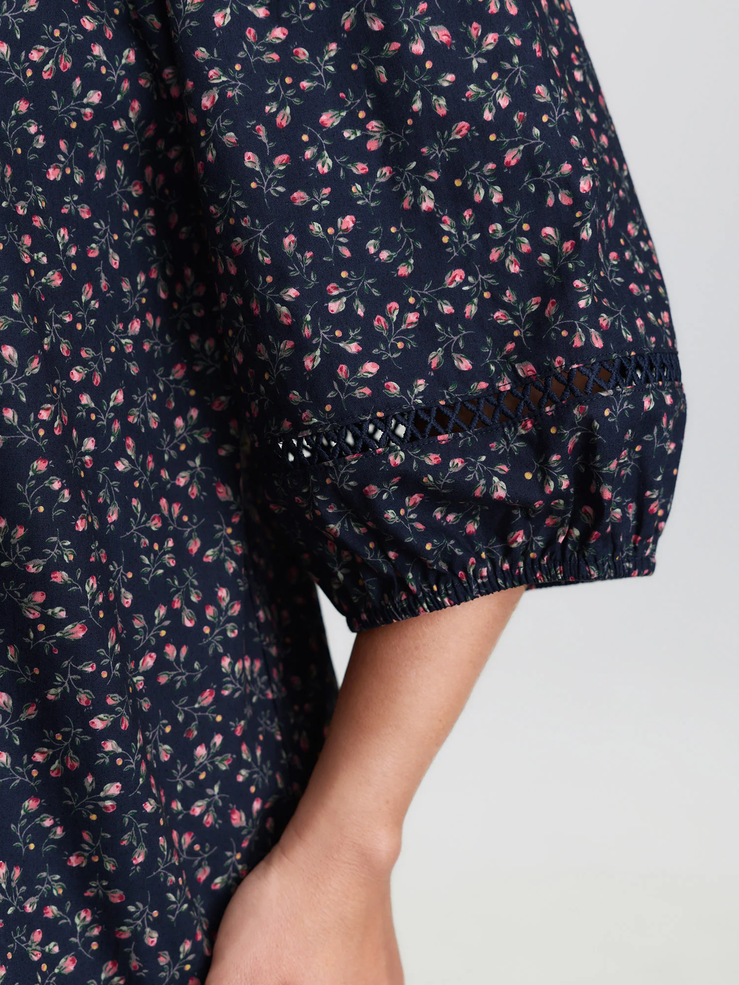 Pure Cotton Floral Lace Trim Blouse - Image 4