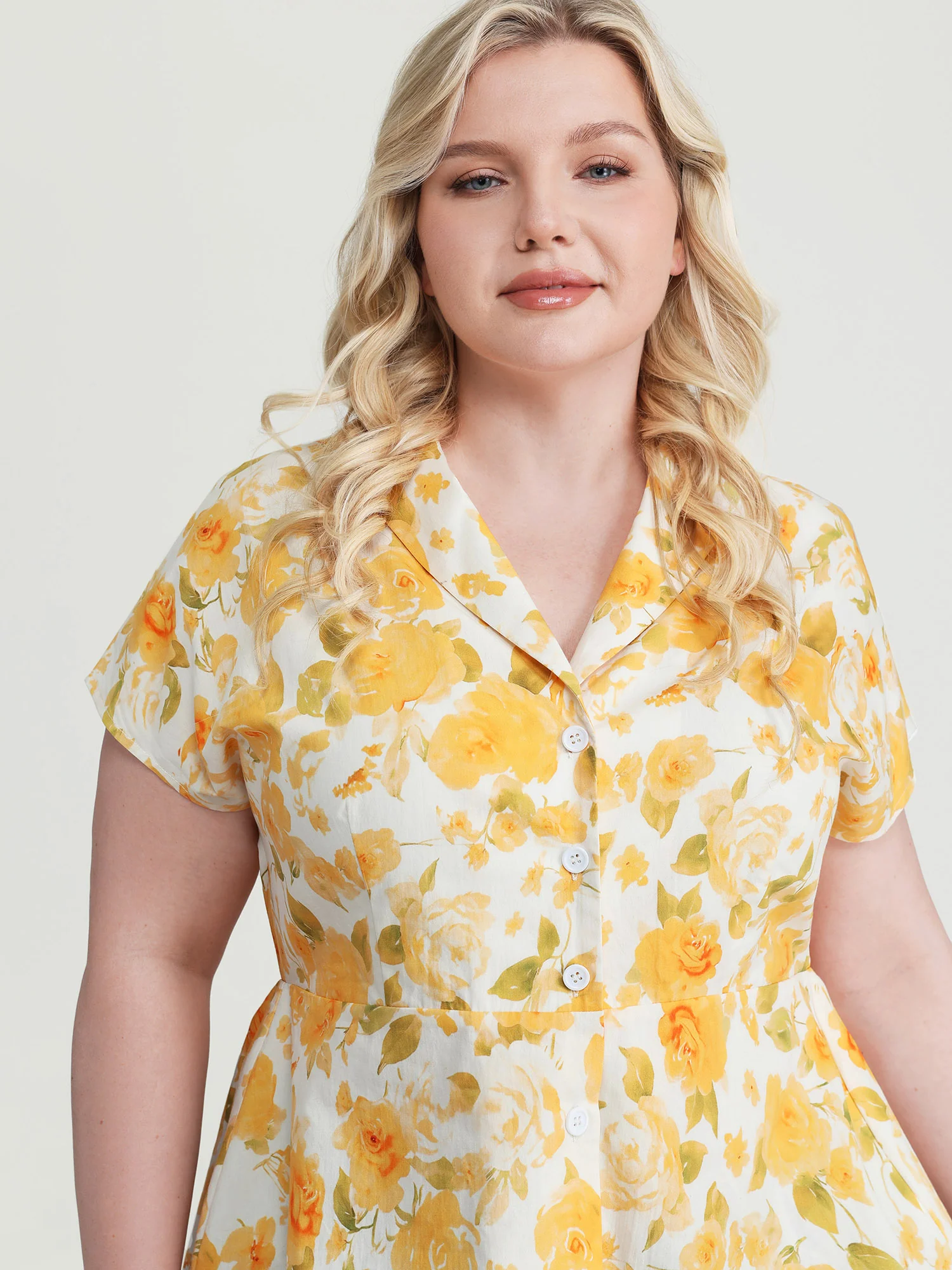 Pure Cotton Floral Print Front Placket Blouse - Image 2