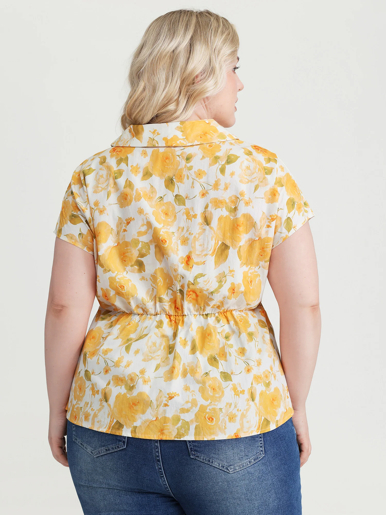 Pure Cotton Floral Print Front Placket Blouse - Image 4