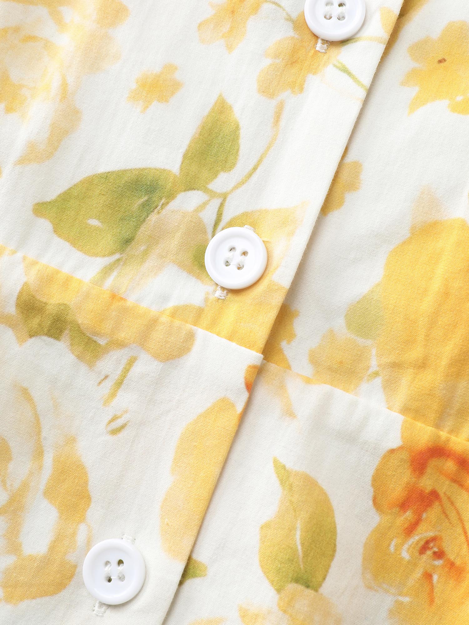 Pure Cotton Floral Print Front Placket Blouse - Image 5