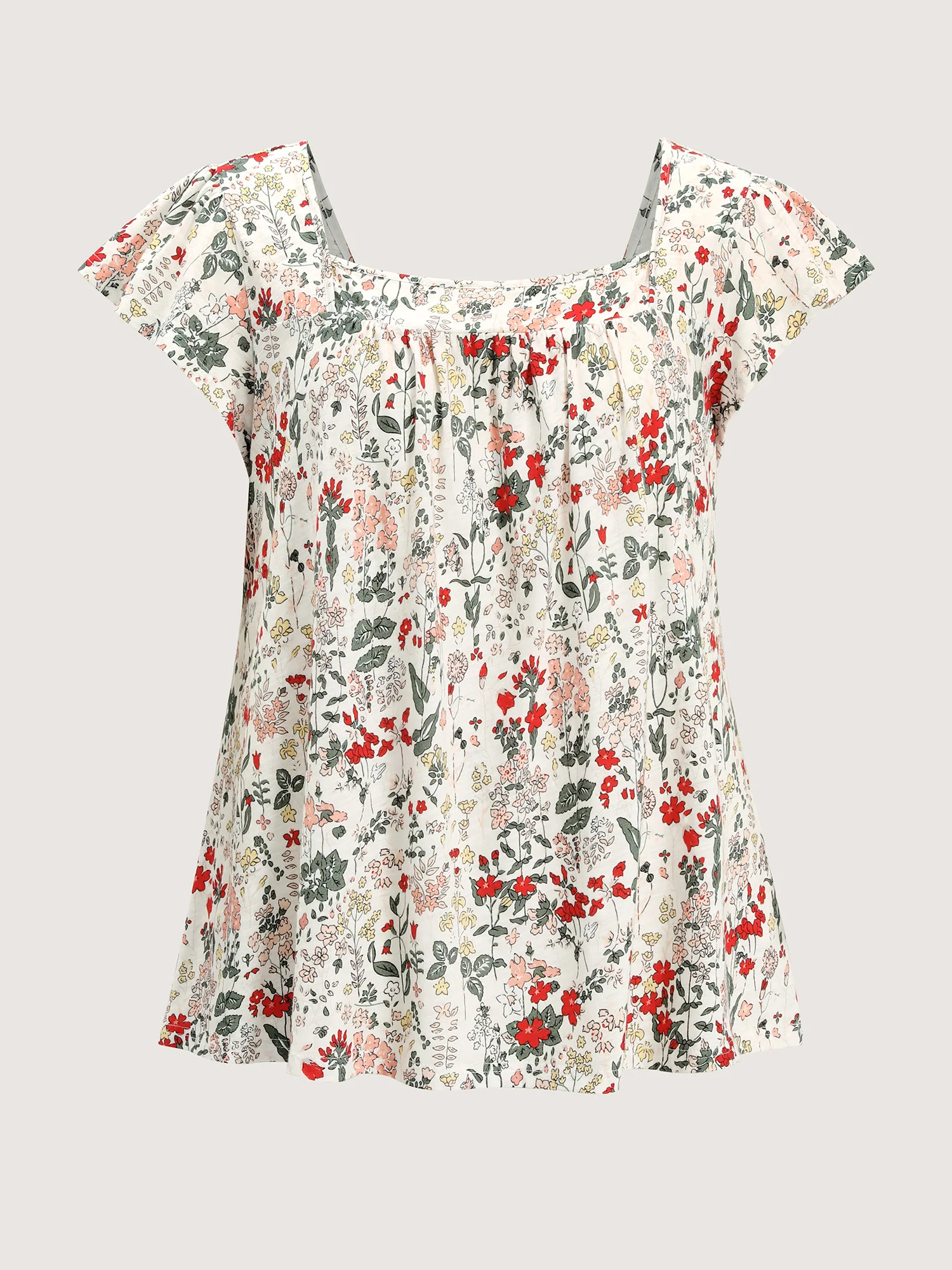 Pure Cotton Floral Print Square Neck Top - Image 5