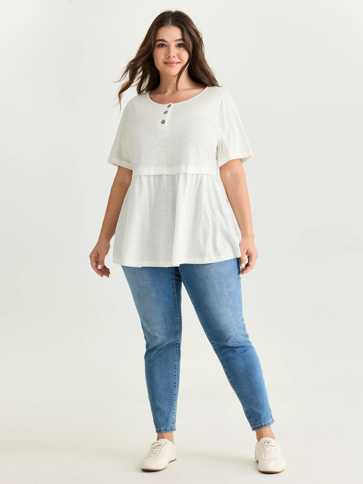 Pure Cotton Half Button Placket T-Shirt - Image 3
