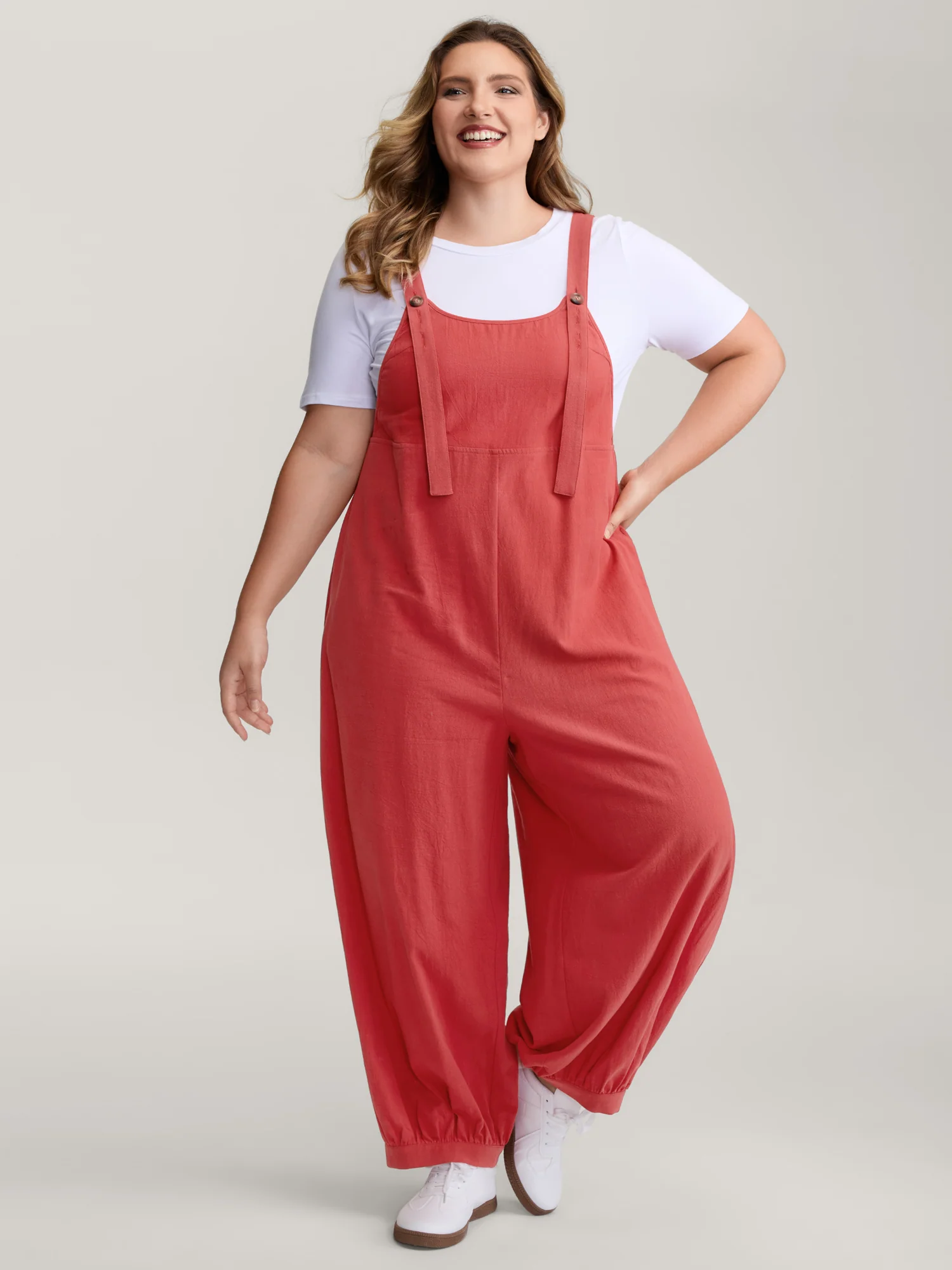 Pure Cotton Harem Pants Adjustable Jumpsuit - Image 3