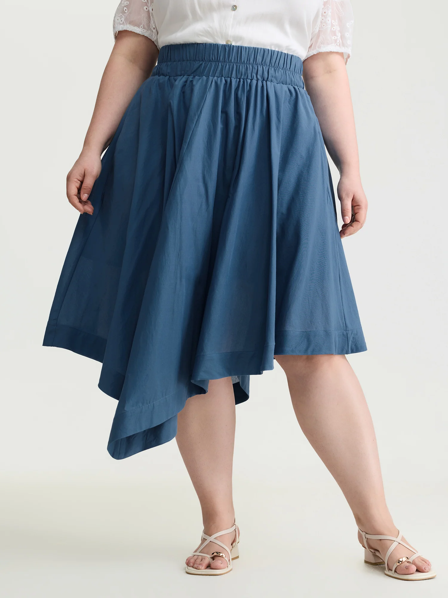 Pure Cotton High Low Hem Midi Skirt - Image 2