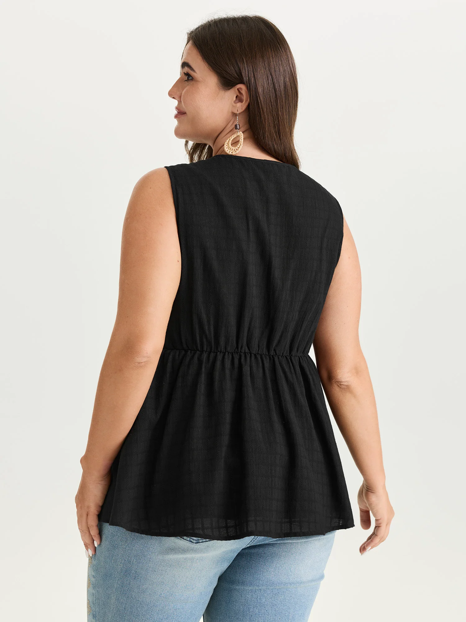 Pure Cotton Jacquard Embroidered Tank Top - Image 11