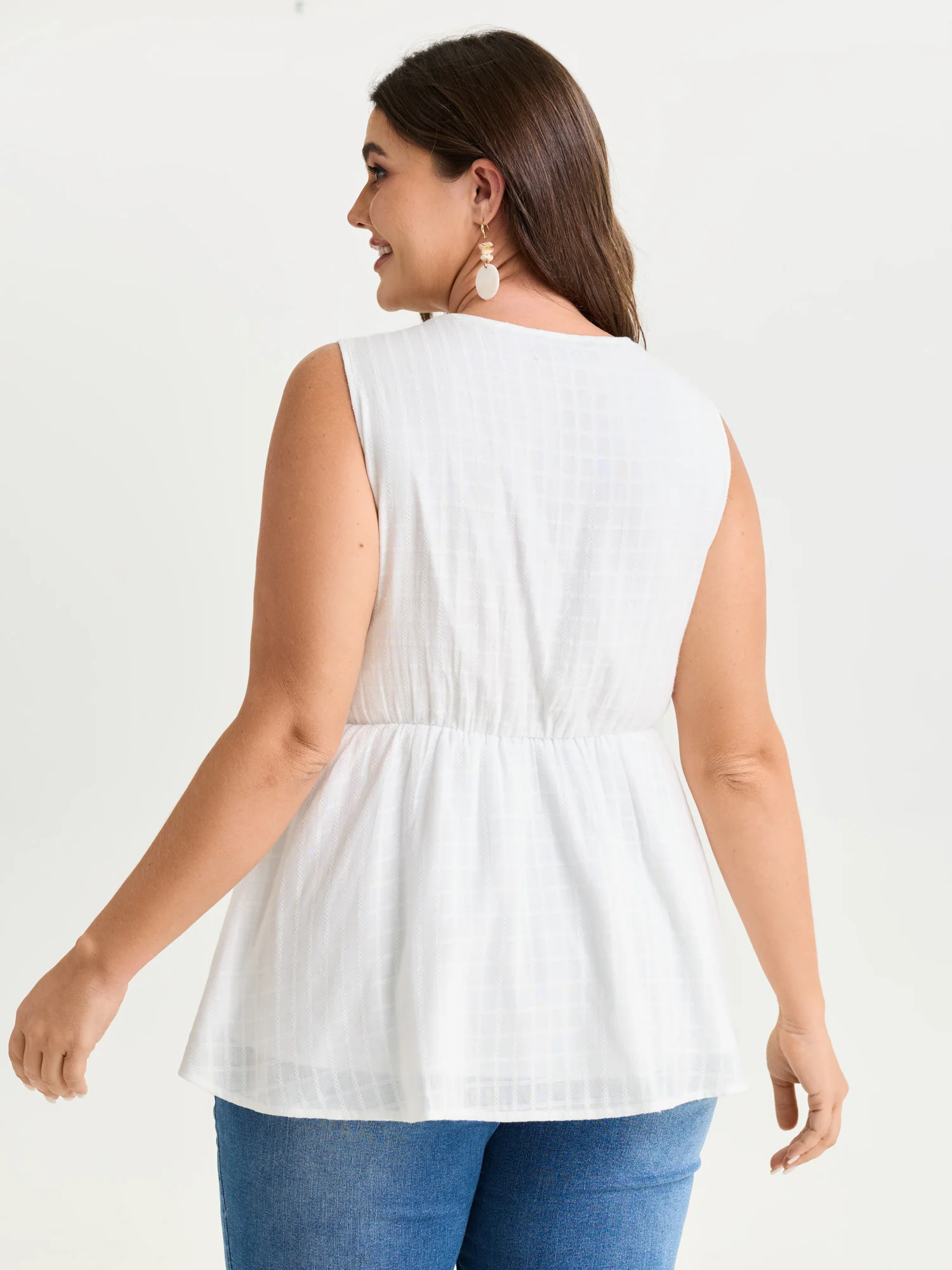Pure Cotton Jacquard Embroidered Tank Top - Image 4