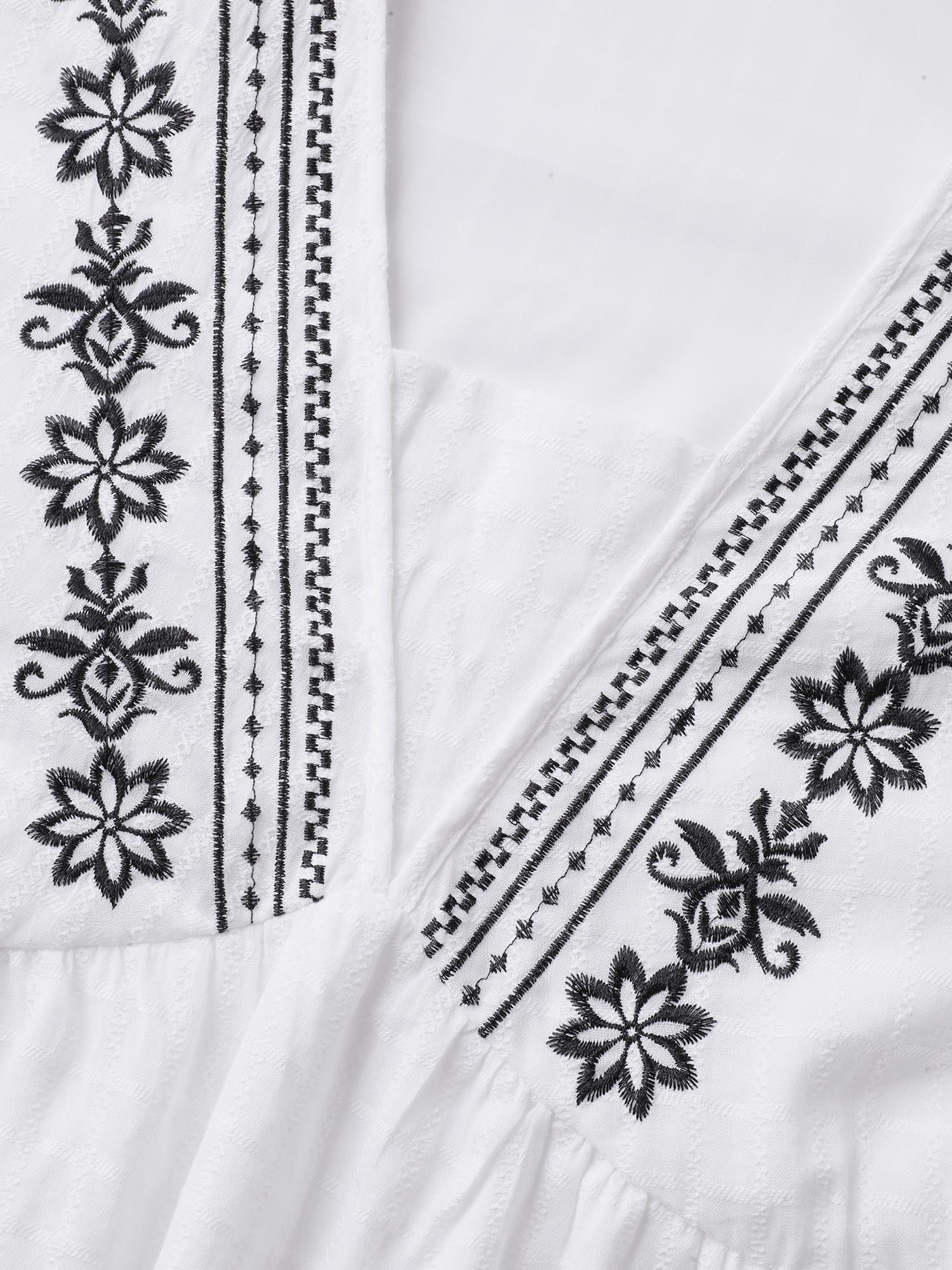 Pure Cotton Jacquard Embroidered Tank Top - Image 6