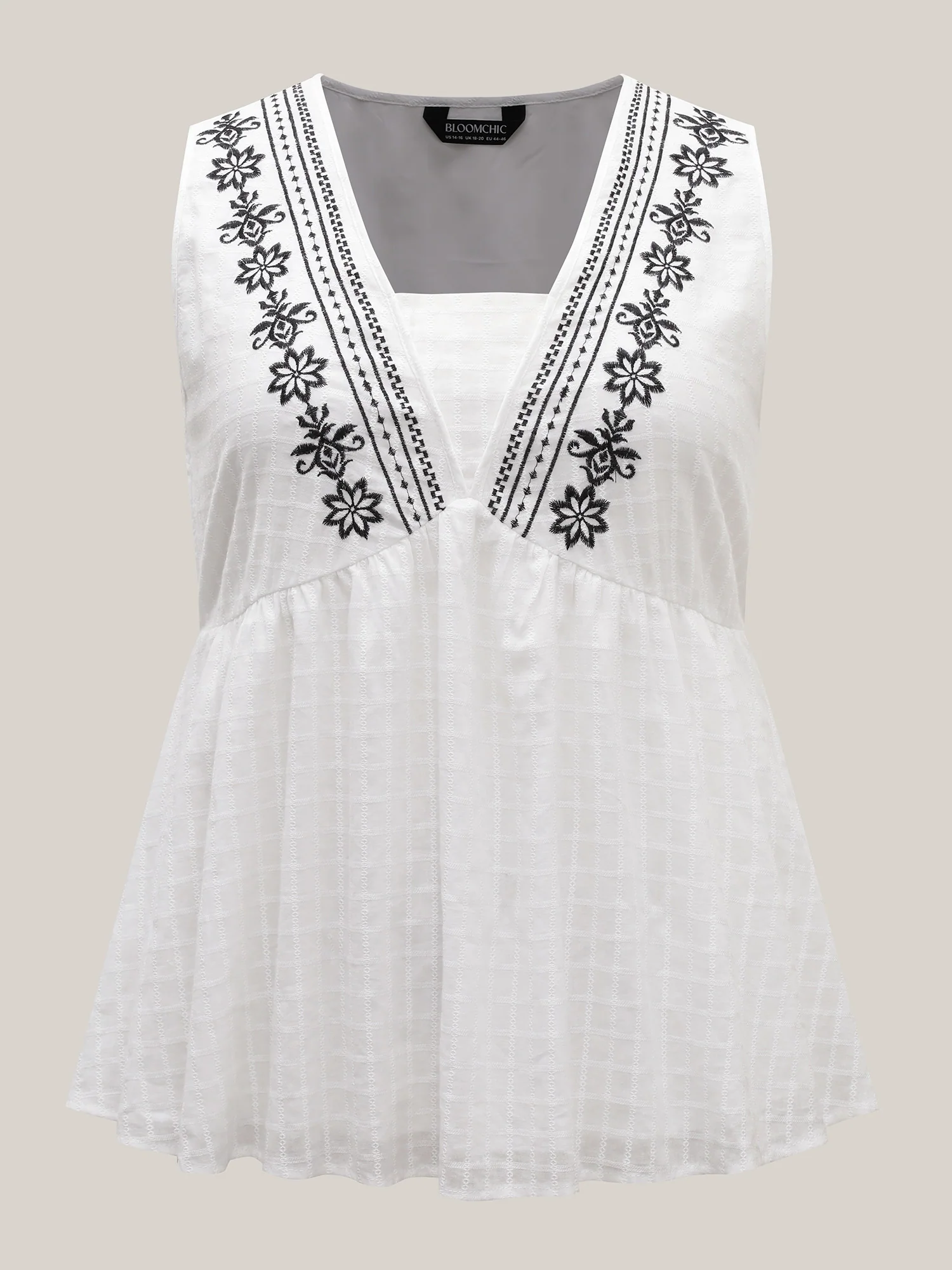 Pure Cotton Jacquard Embroidered Tank Top - Image 7