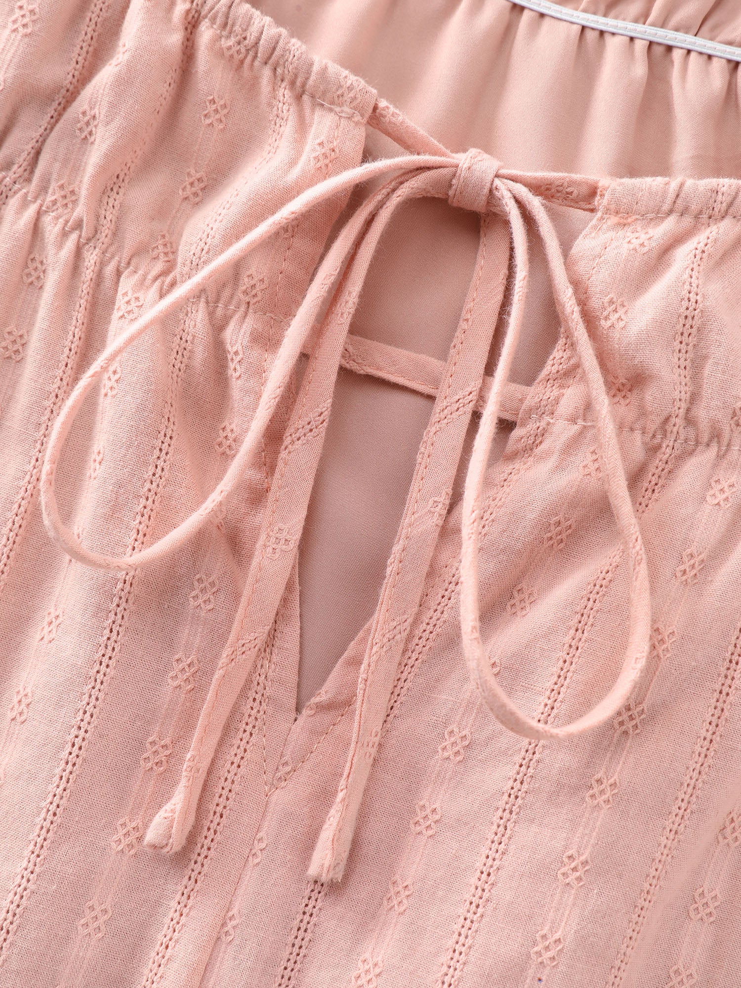 Pure Cotton Jacquard Neck-Tie Blouse - Image 5