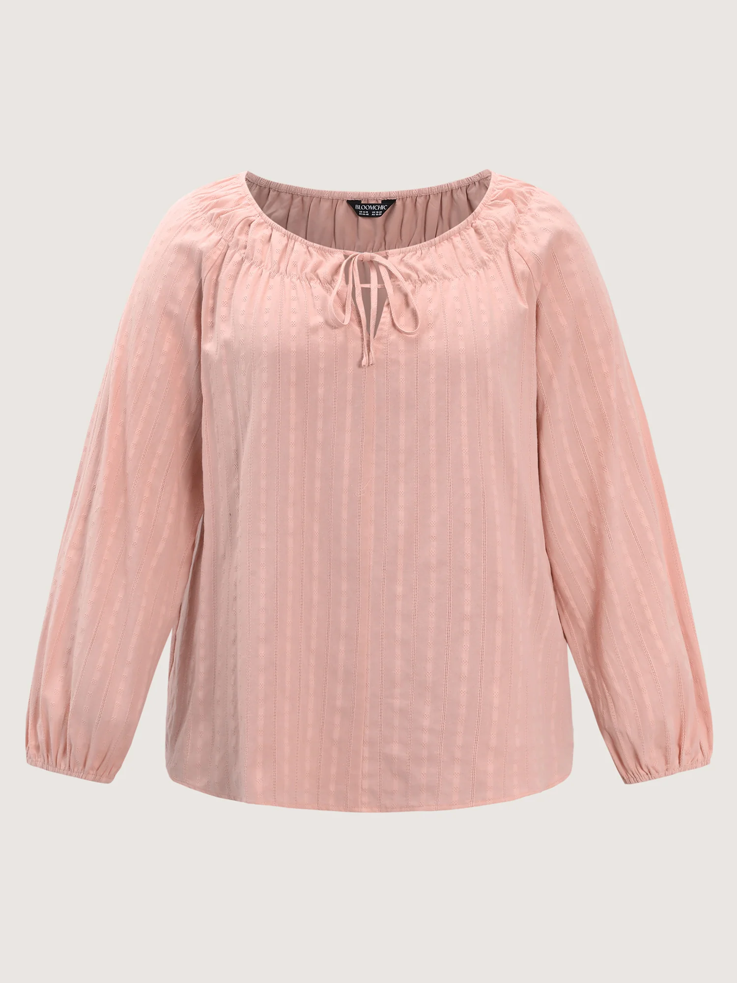 Pure Cotton Jacquard Neck-Tie Blouse - Image 7