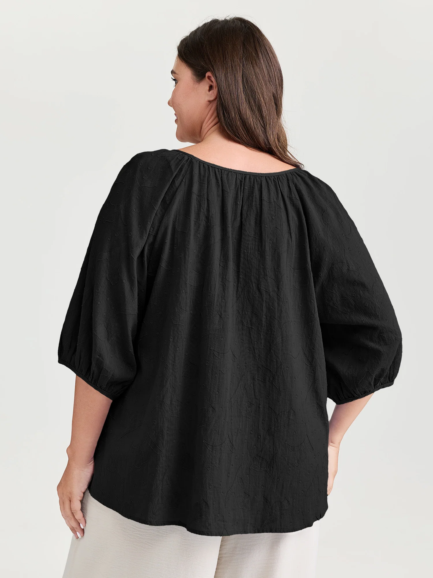 Pure Cotton Jacquard Pleated Blouse - Image 10