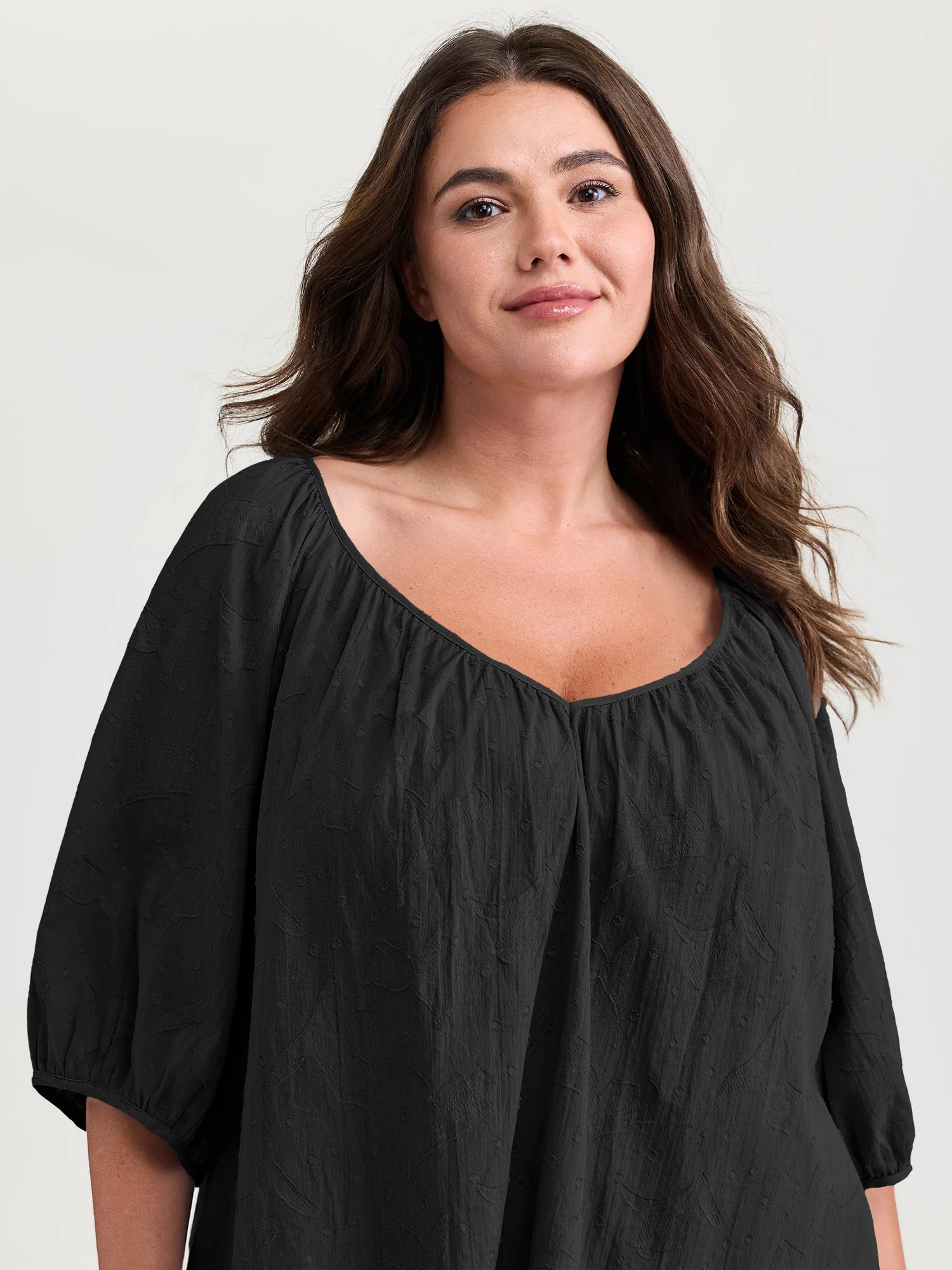 Pure Cotton Jacquard Pleated Blouse - Image 9