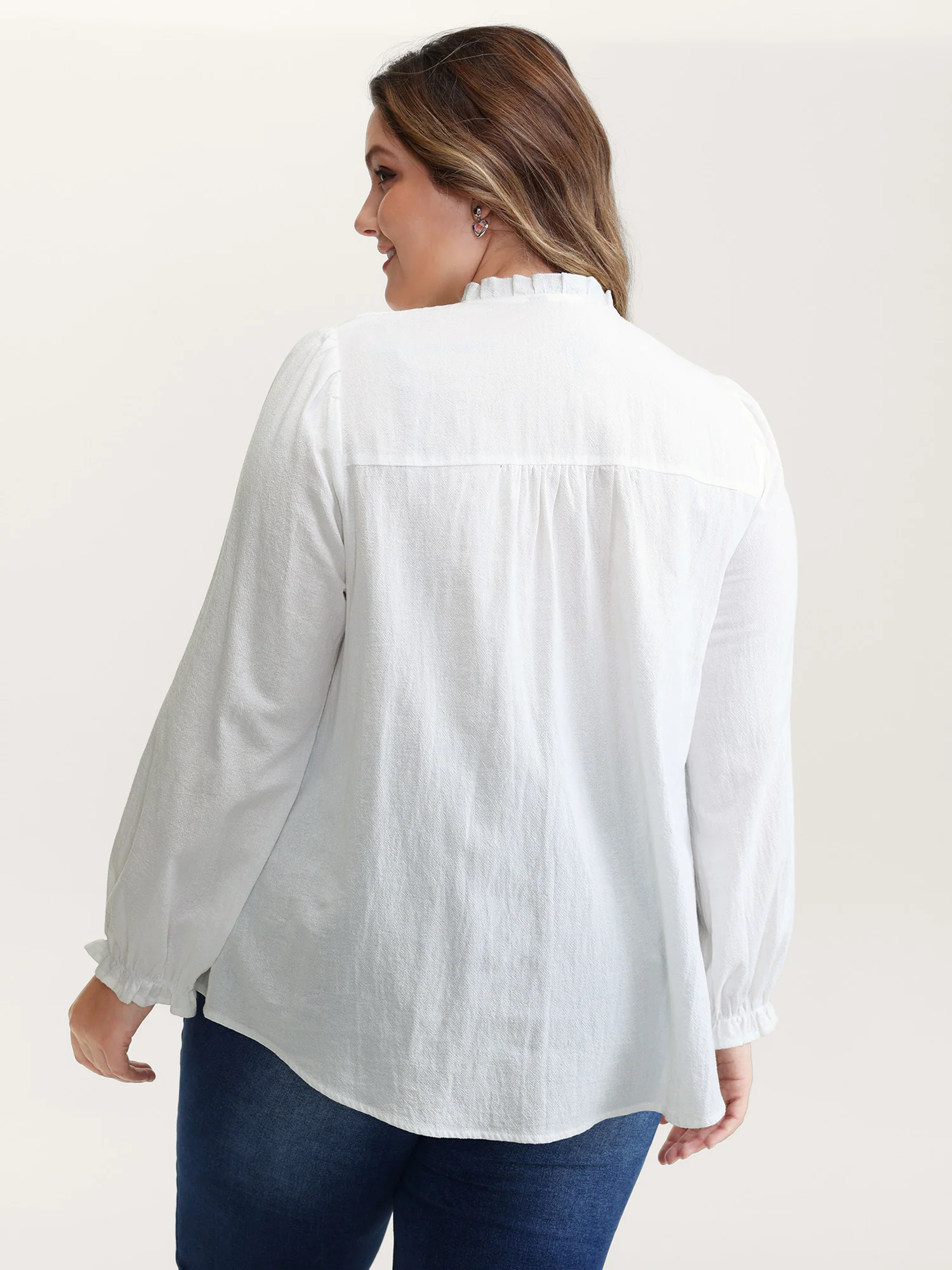 Pure Cotton Lace Trim Button Blouse - Image 4