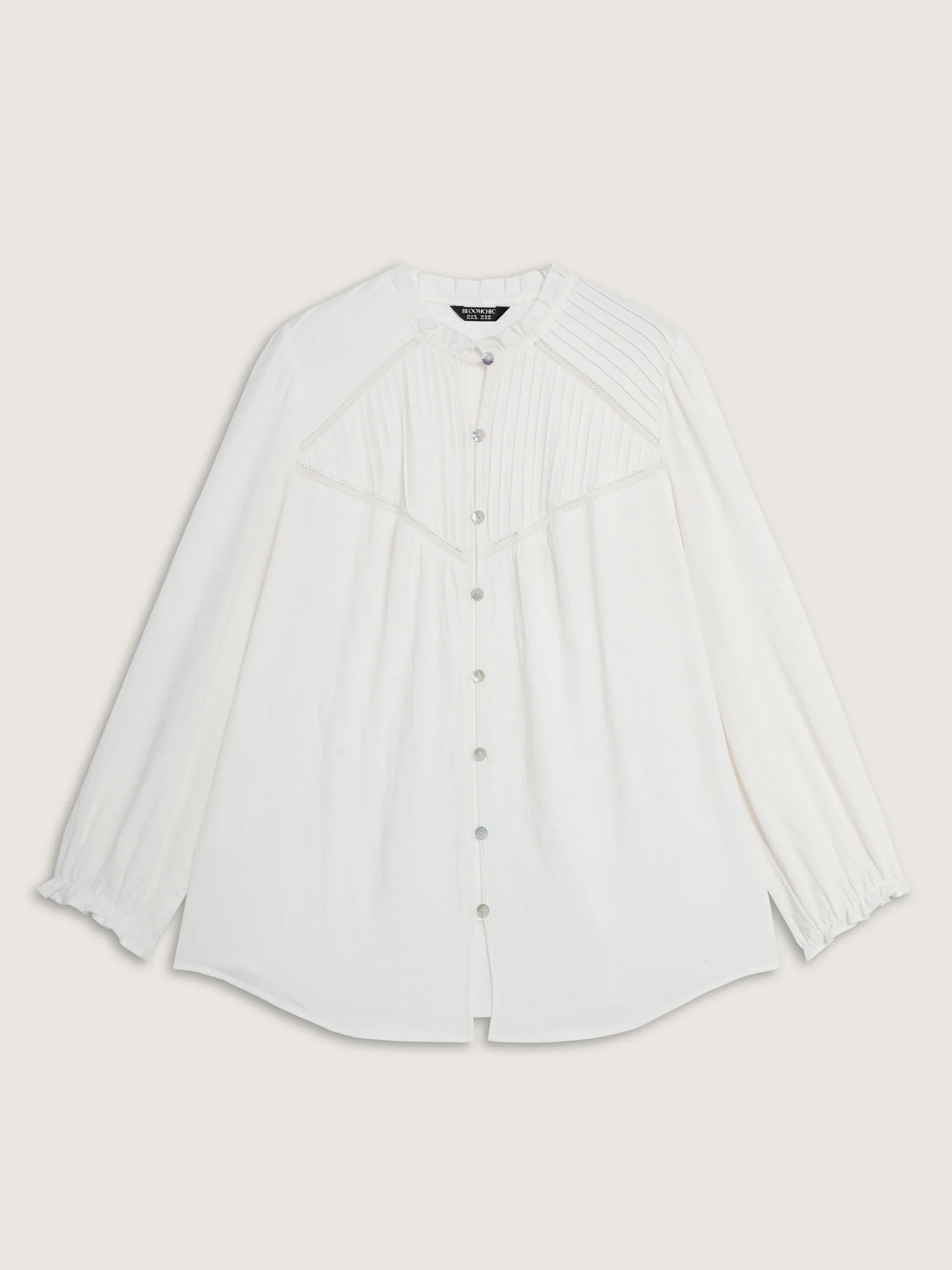 Pure Cotton Lace Trim Button Blouse - Image 5