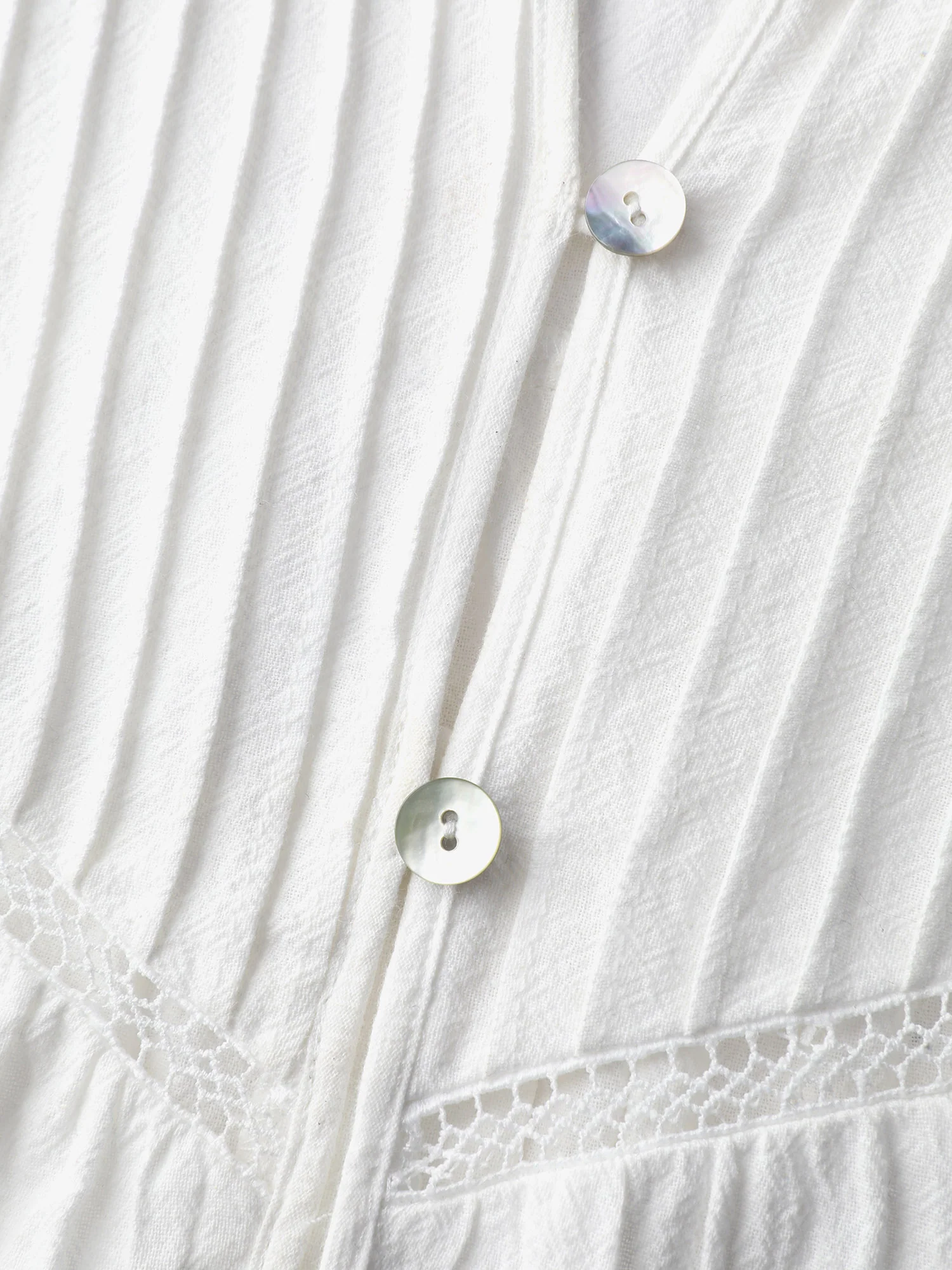 Pure Cotton Lace Trim Button Blouse - Image 6