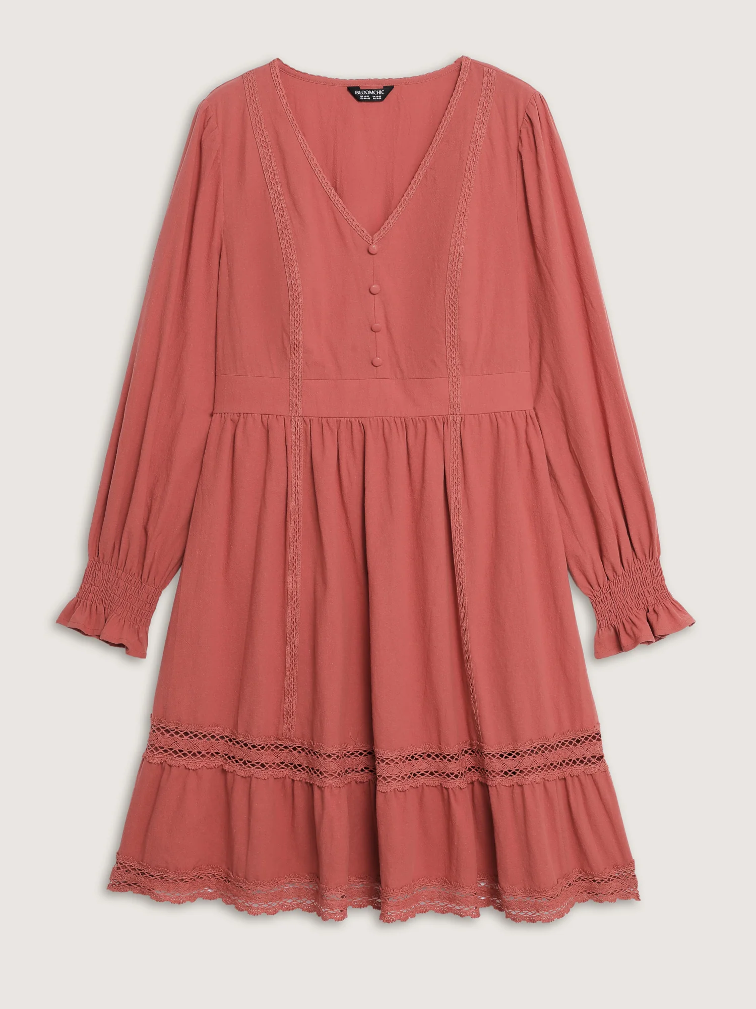 Pure Cotton Lace Trim Knee-Length Dress - Image 8