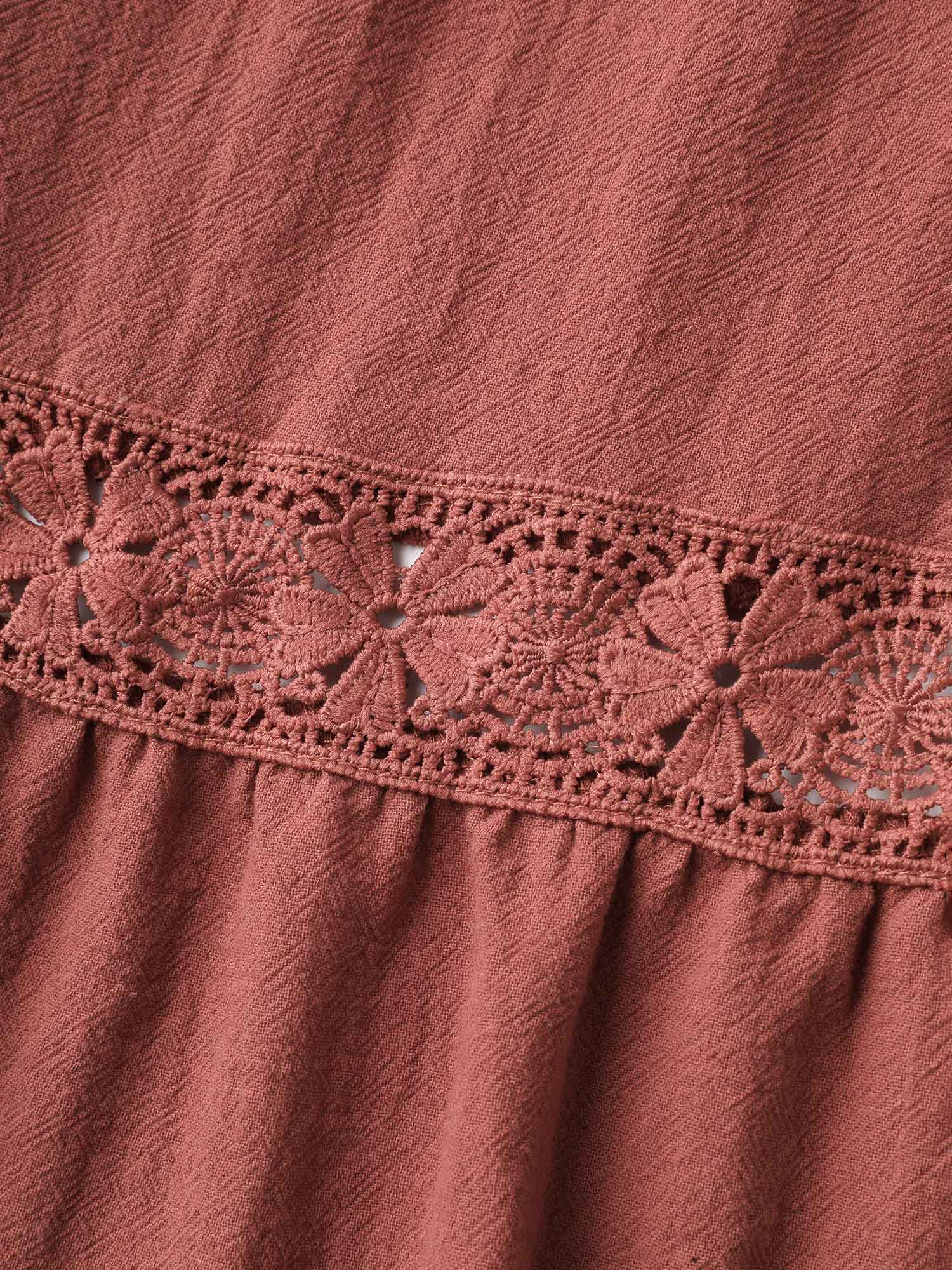 Pure Cotton Lace Trim Pockets Midi Dress - Image 6