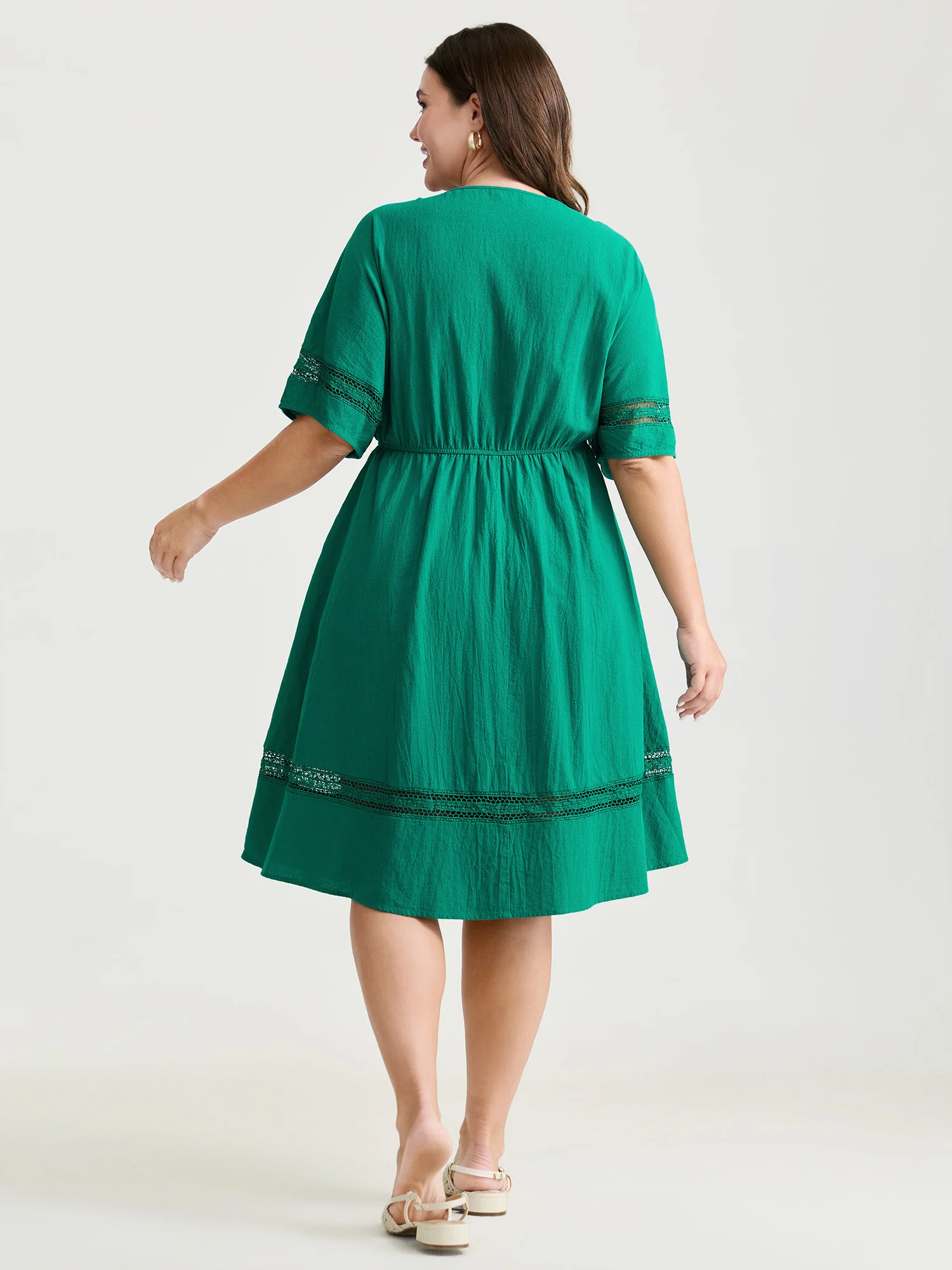 Pure Cotton Lace Trim V-Neck Mini Dress - Image 4