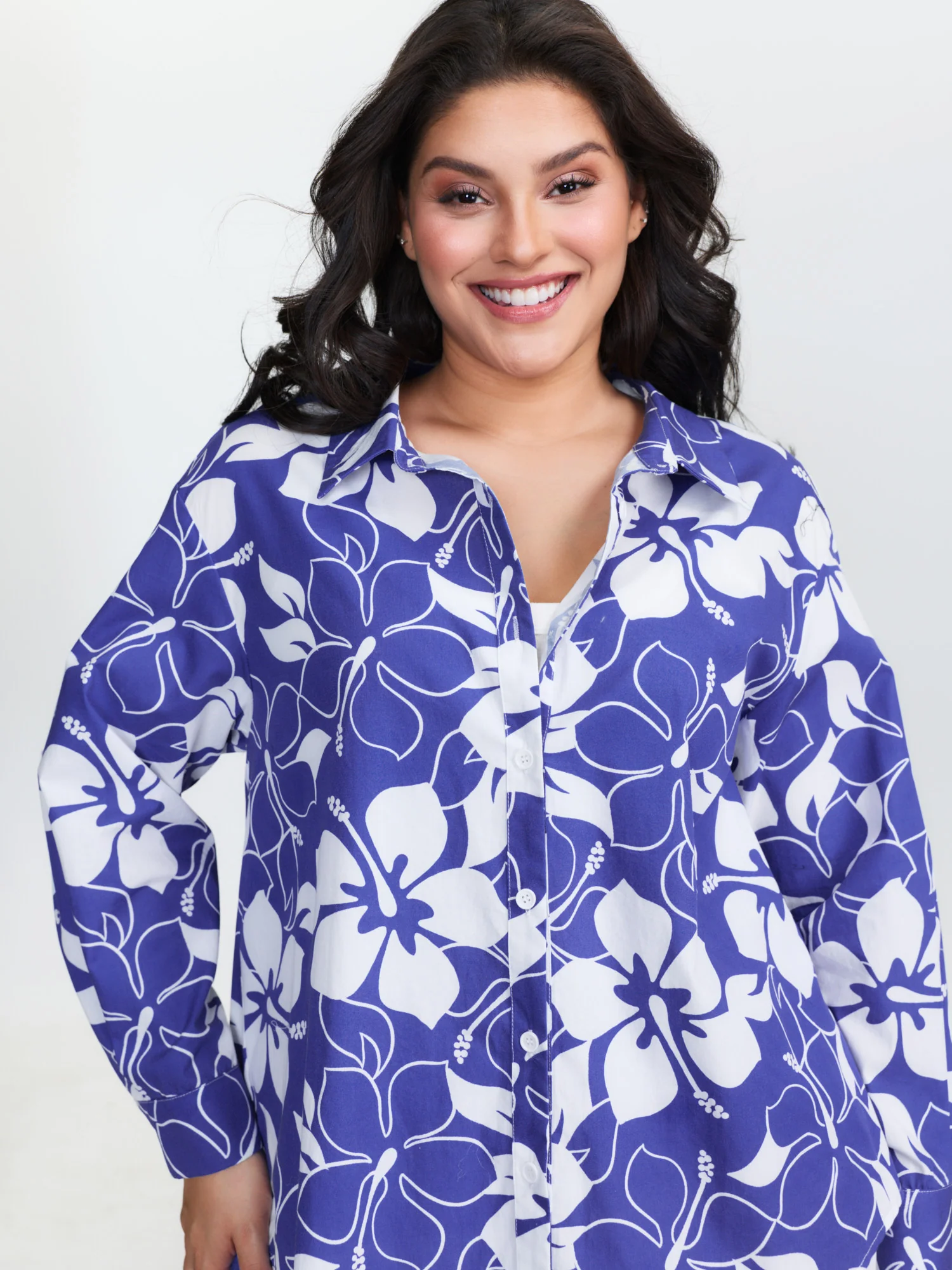 Pure Cotton Large Floral Print Shirt - Image 2