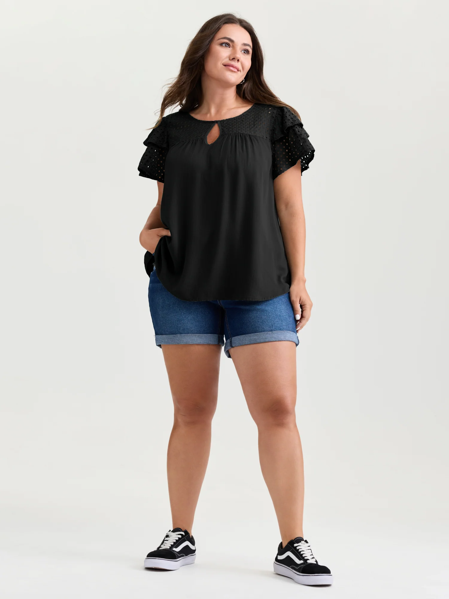 Pure Cotton Layered Sleeve Flowy Blouse - Image 18