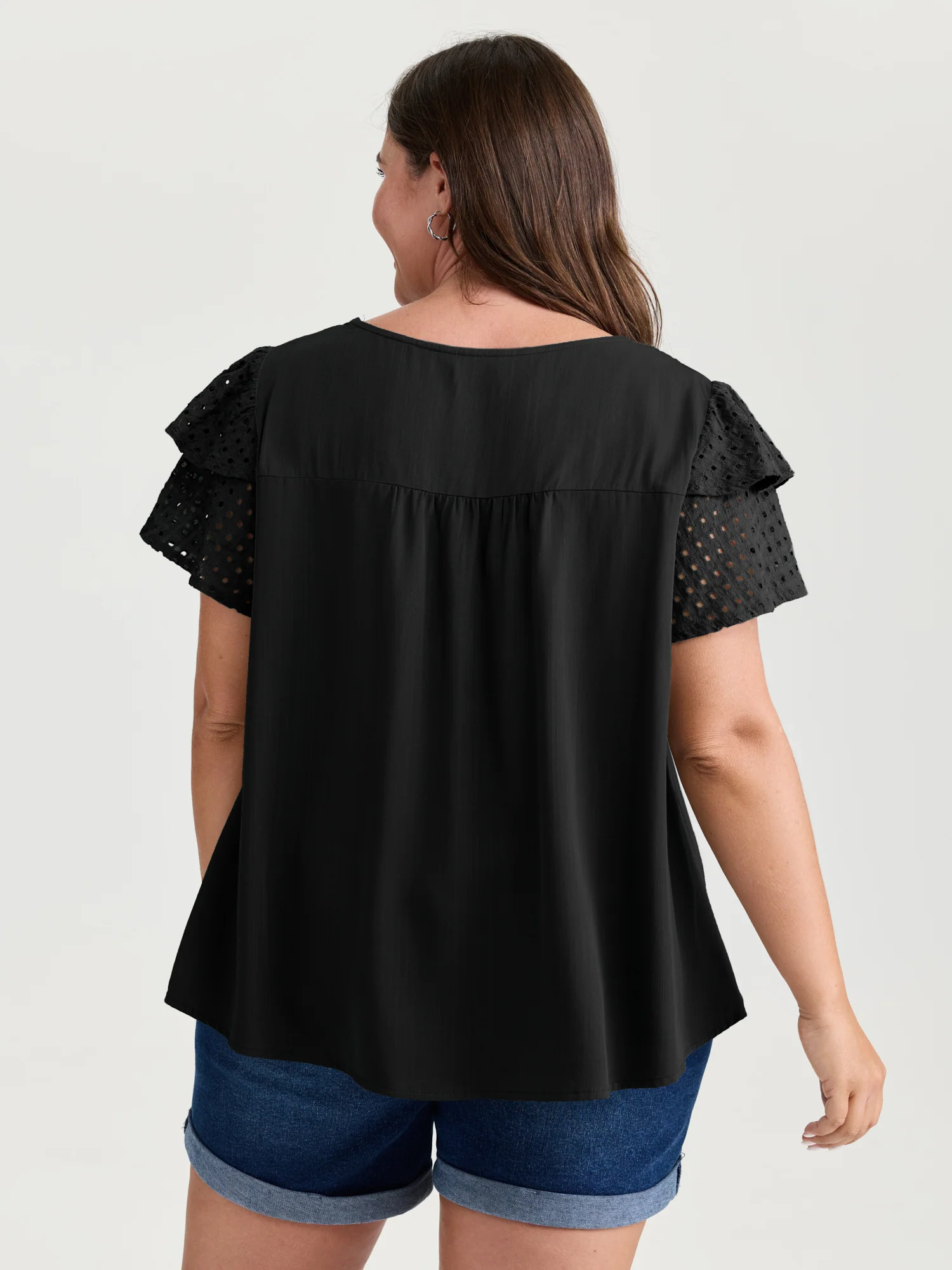 Pure Cotton Layered Sleeve Flowy Blouse - Image 19
