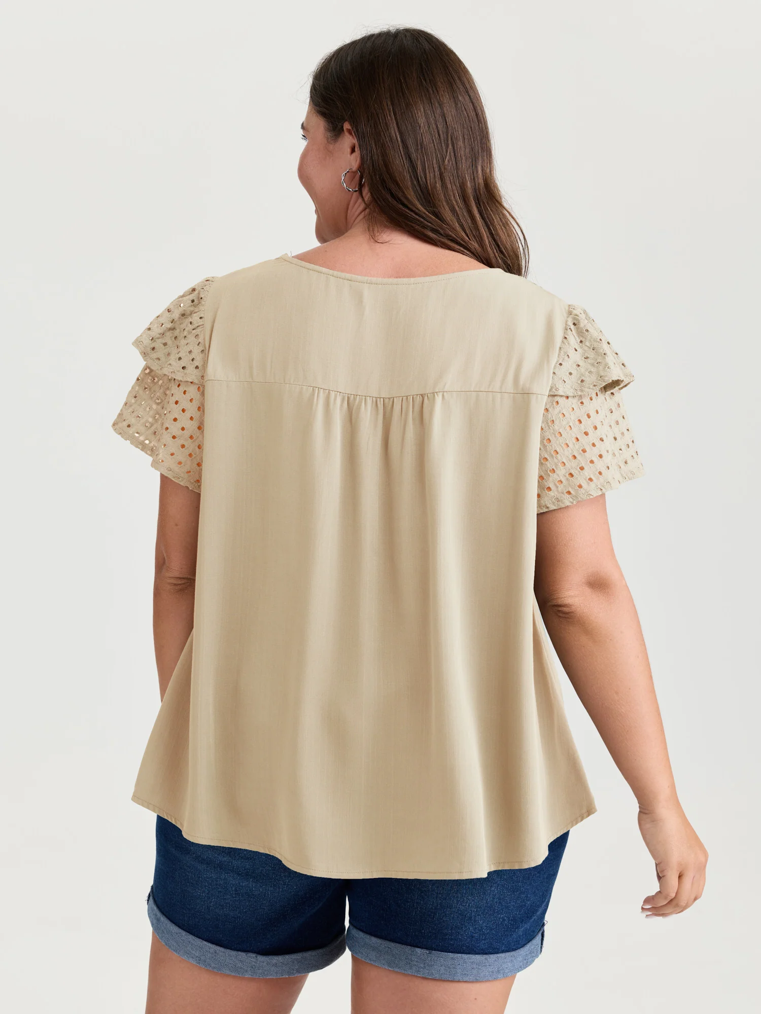 Pure Cotton Layered Sleeve Flowy Blouse - Image 23