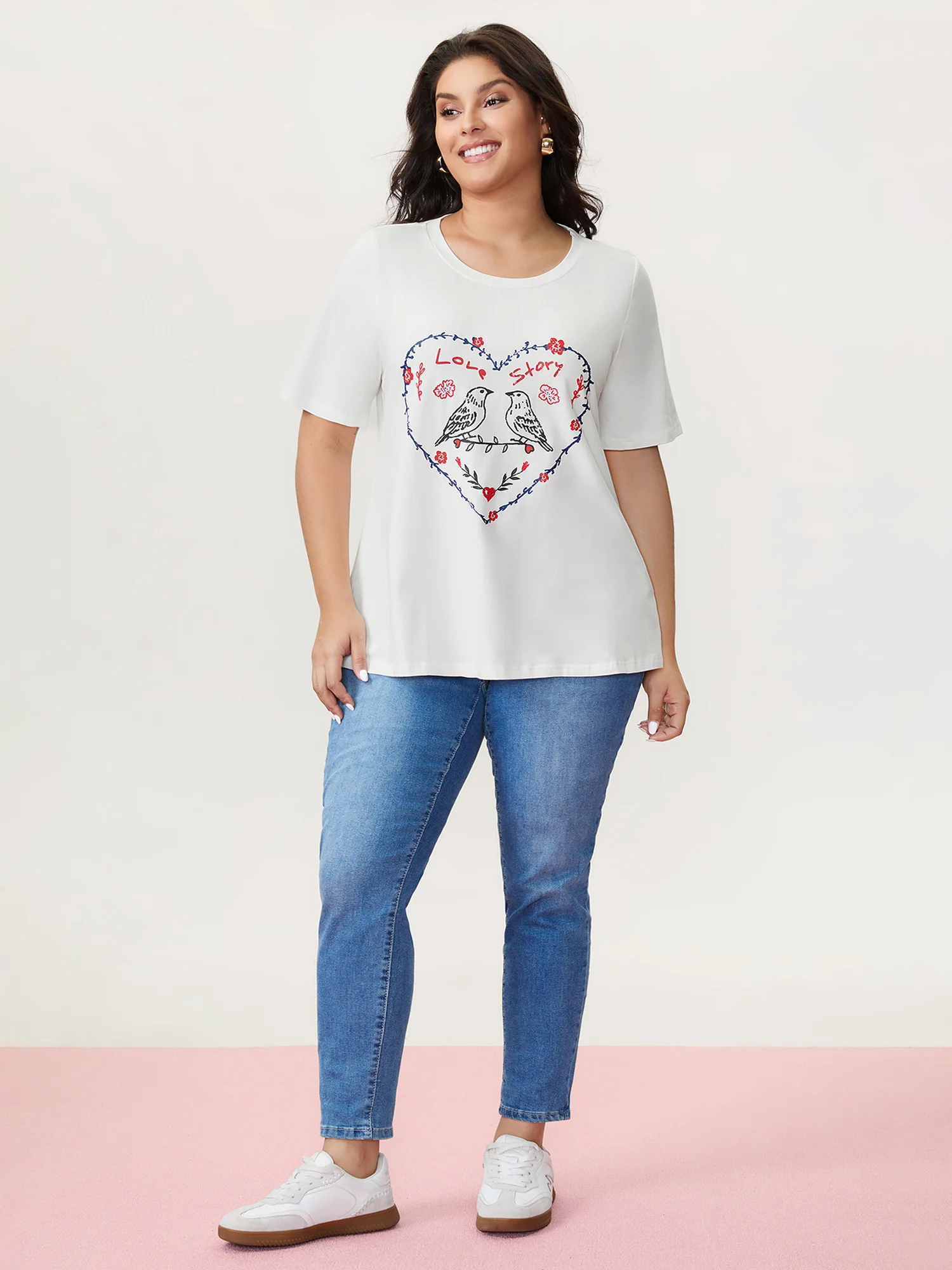 Pure Cotton Love Notes Round Neck T-Shirt - Image 2