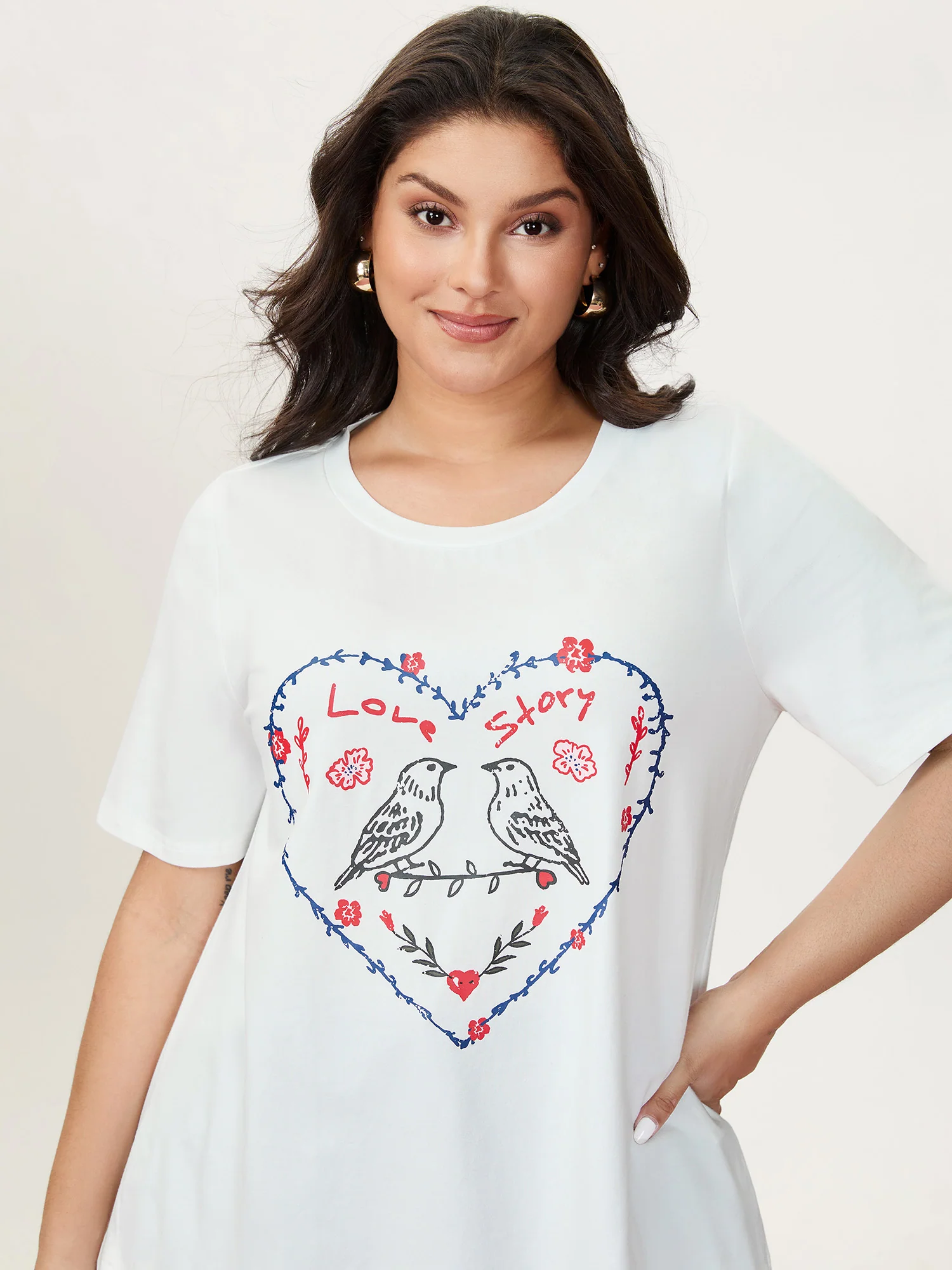 Pure Cotton Love Notes Round Neck T-Shirt - Image 3