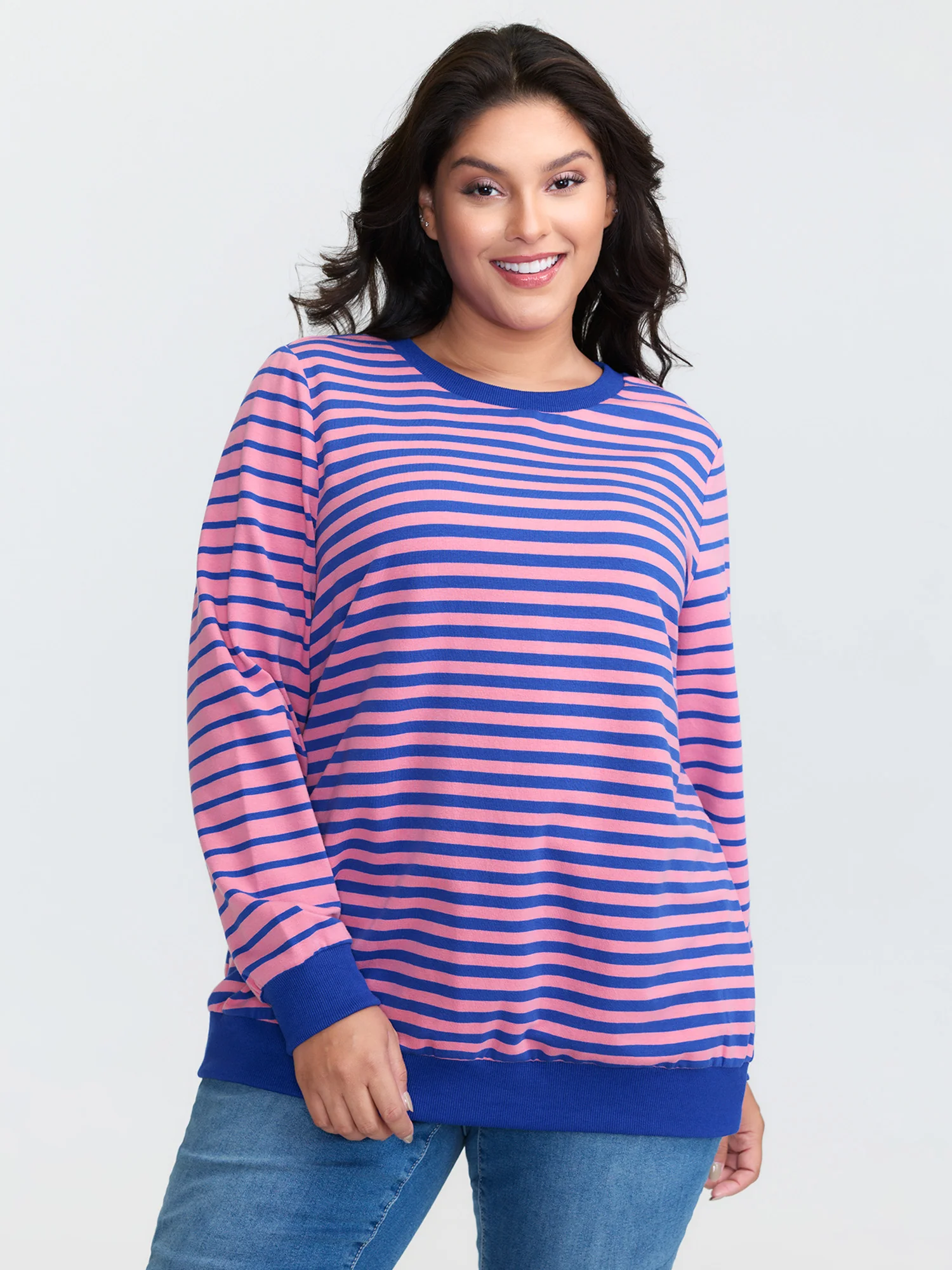 Pure Cotton Multicolor Stripe Sweatshirt - Image 2