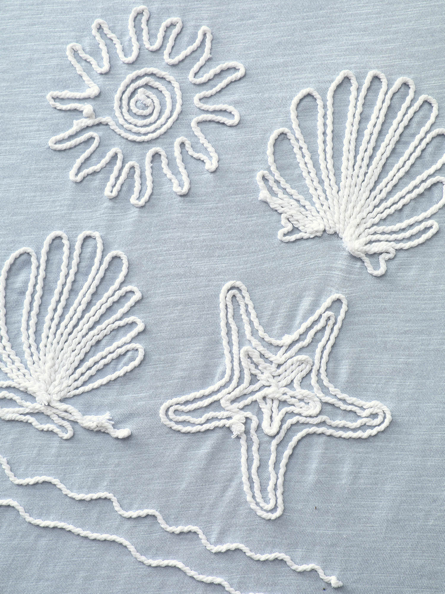 Pure Cotton Ocean Embroidered Stretchy T-Shirt - Image 6
